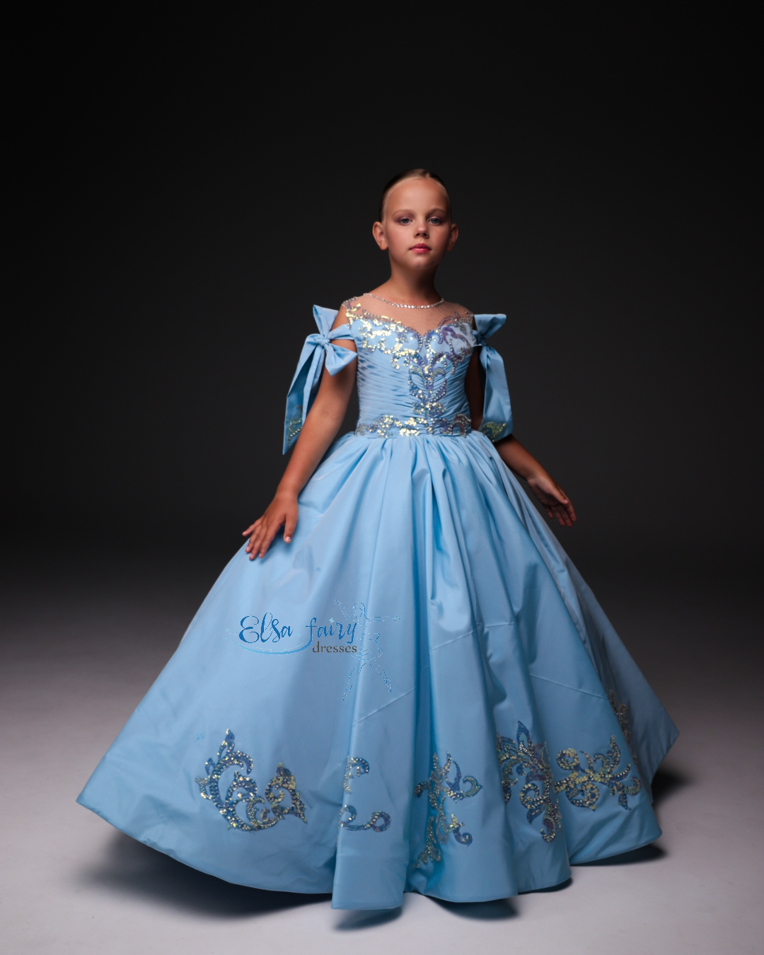 Blue Gala evening gown, Pageant ball gown, Birthday Girl Dress, Flower Girl Dress, Wedding guest Dress, Girl Birthday Dress, junior bridesmaid gown