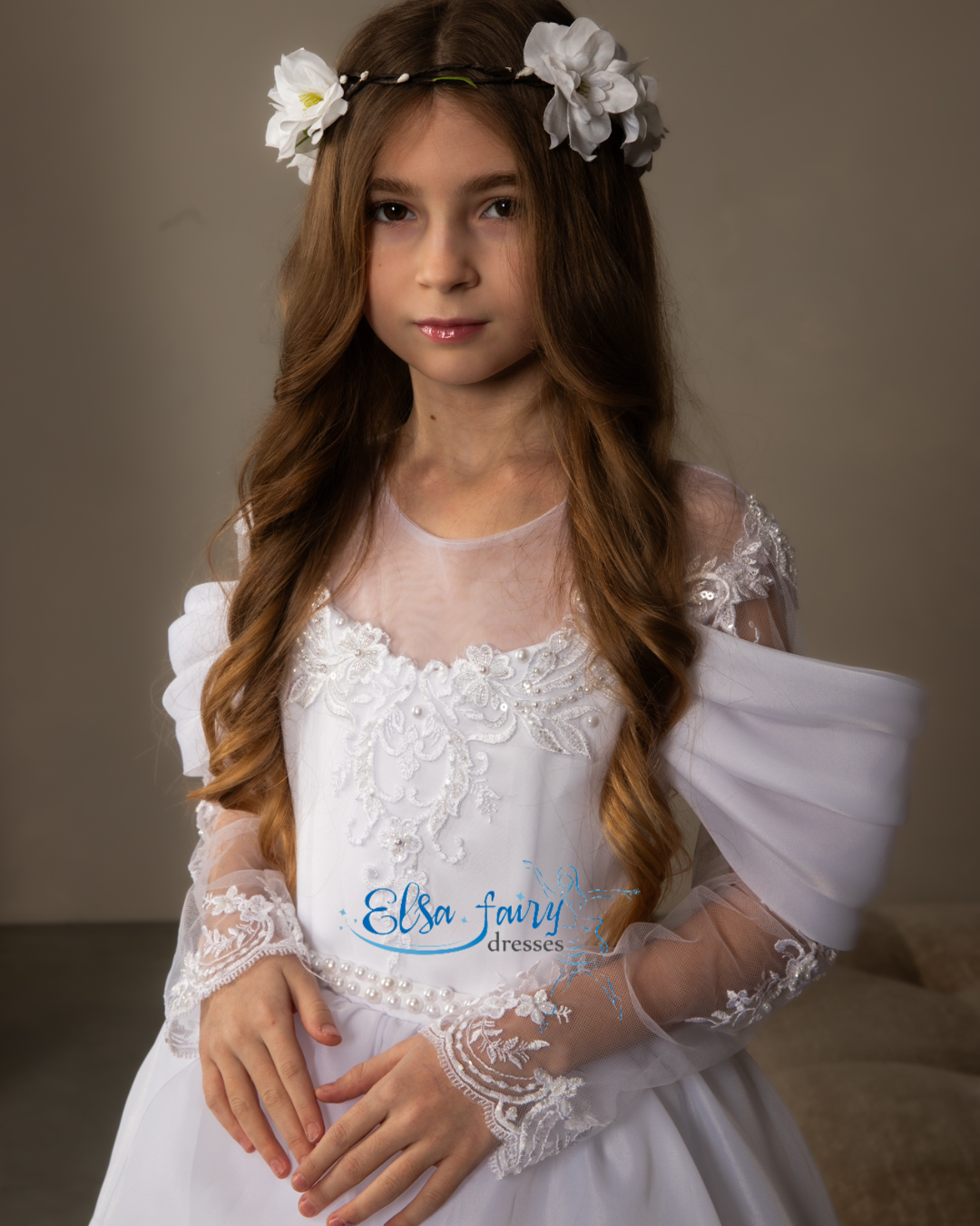 White First Communion & Baptism dress, Flower Girl Dress, wedding guest dress, formal wear, special occasion gown, Junior Bridesmaid dress