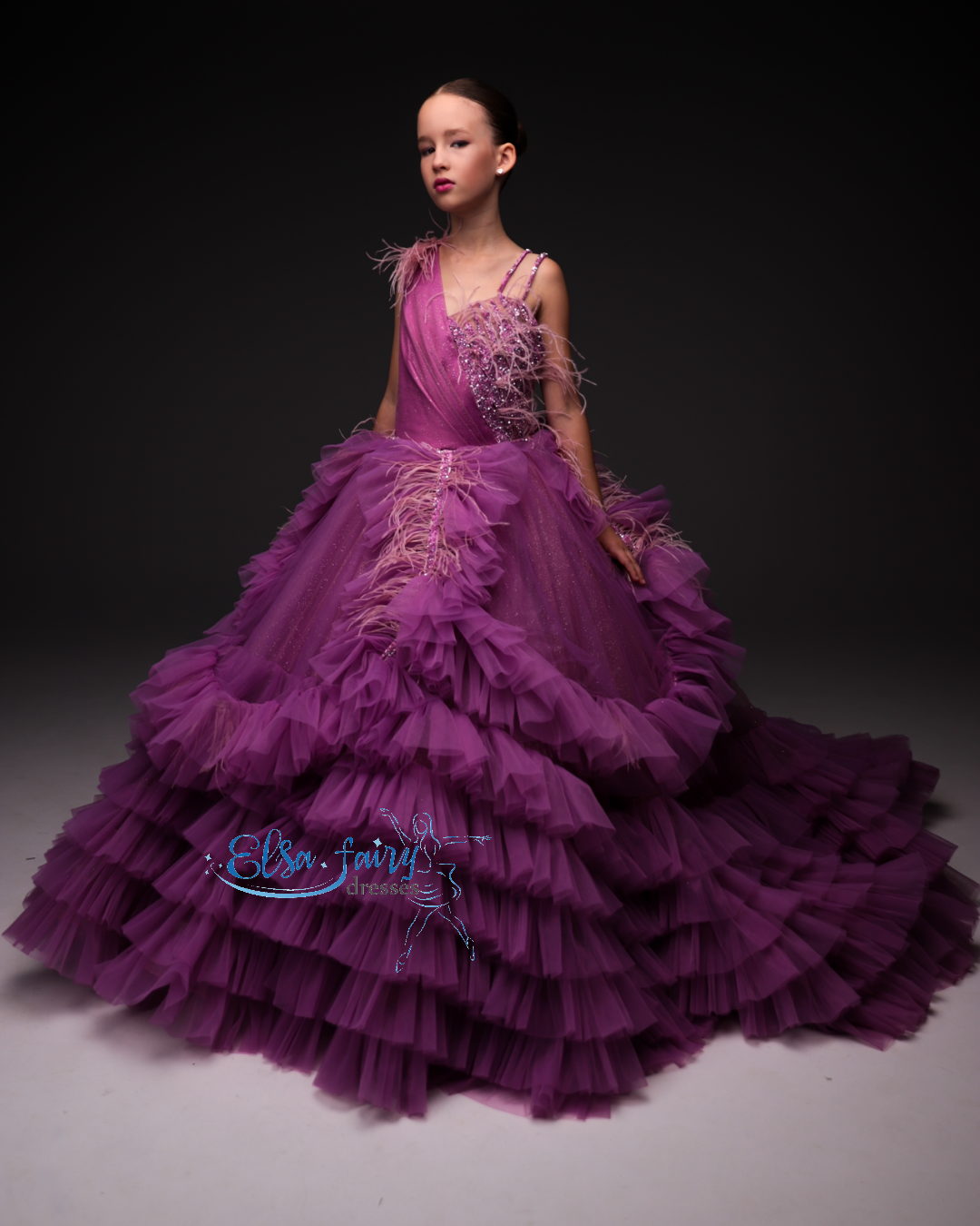 Lilac Gala evening gown, Pageant ball gown, Flower Girl Dress, Wedding guest Dress, Girl Birthday Dress, junior bridesmaid gown