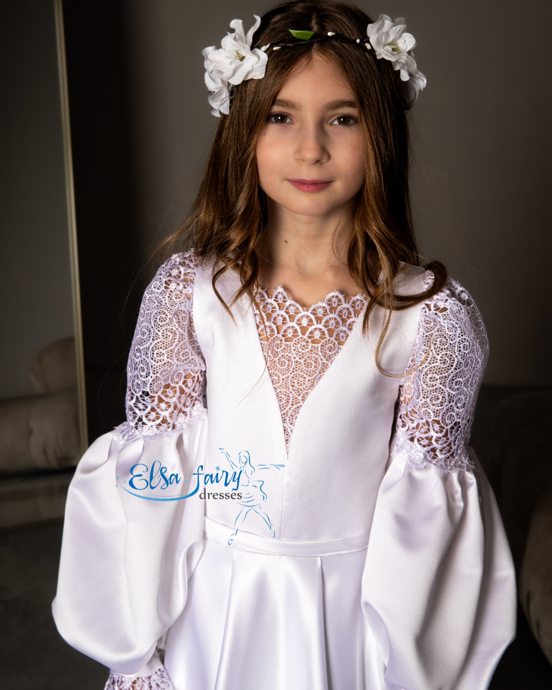White First Communion & Baptism dress, Flower Girl Dress, wedding guest dress, formal wear, special occasion gown, Junior Bridesmaid dress
