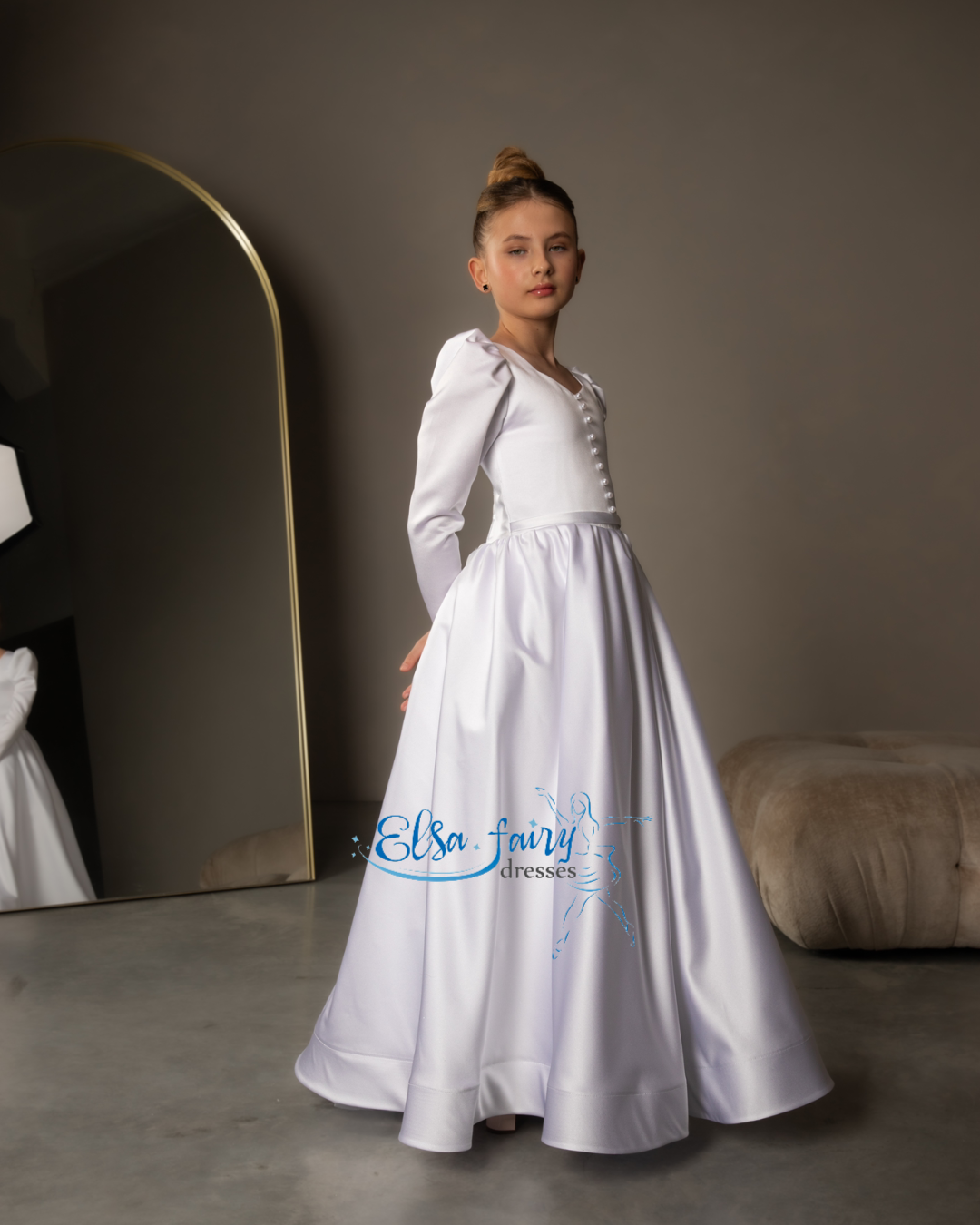 White First Communion & Baptism dress, Flower Girl Dress, wedding guest dress, formal wear, special occasion gown, Junior Bridesmaid dress