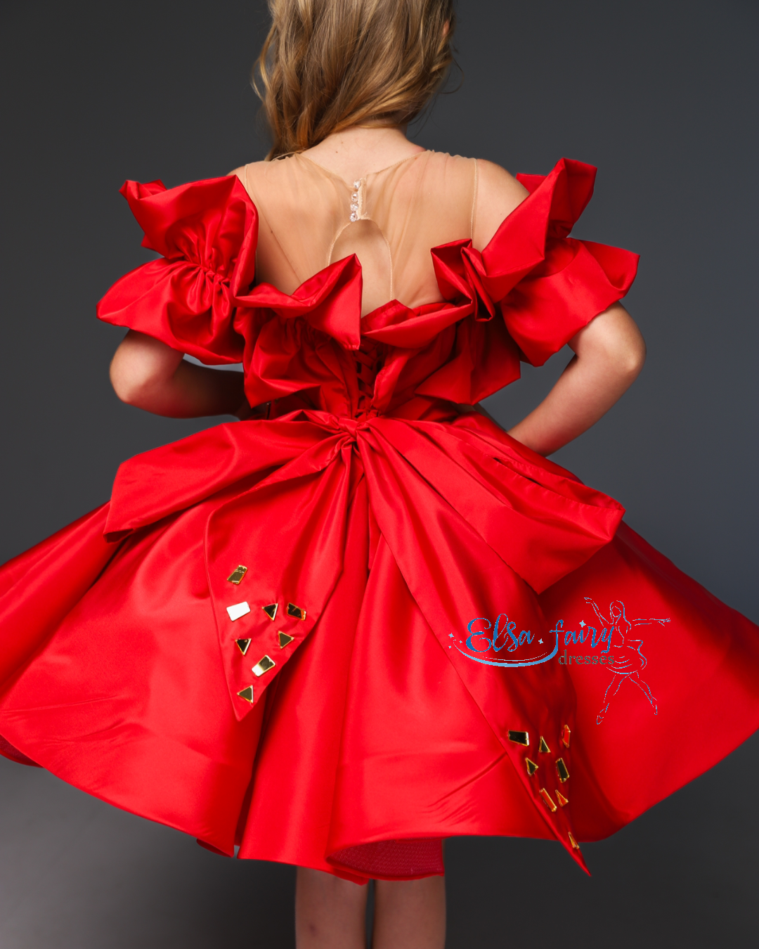 Red Cocktail Birthday Girl Dress, Fun fashion pageant dress, interview pageant gown, Flower Girl Dress, Wedding guest Dress, Toddler Dress, junior bridesmaid gown
