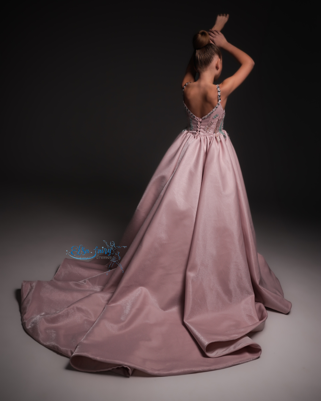 Blush Pink Gala evening gown, Pageant ball gown, Flower Girl Dress, Wedding guest Dress, Girl Birthday Dress, junior bridesmaid gown