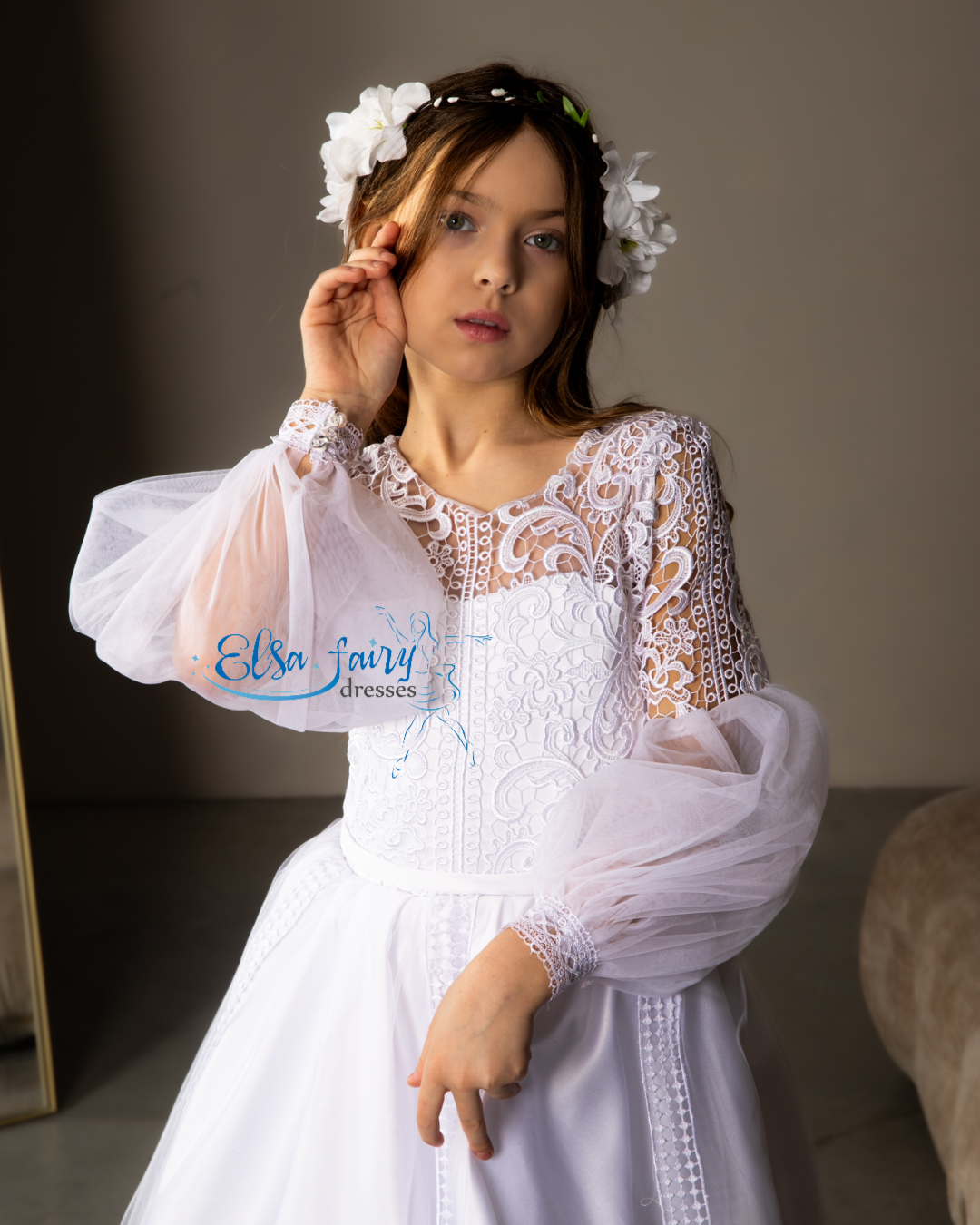 White First Communion & Baptism dress, Flower Girl Dress, wedding guest dress, formal wear, special occasion gown, Junior Bridesmaid dress