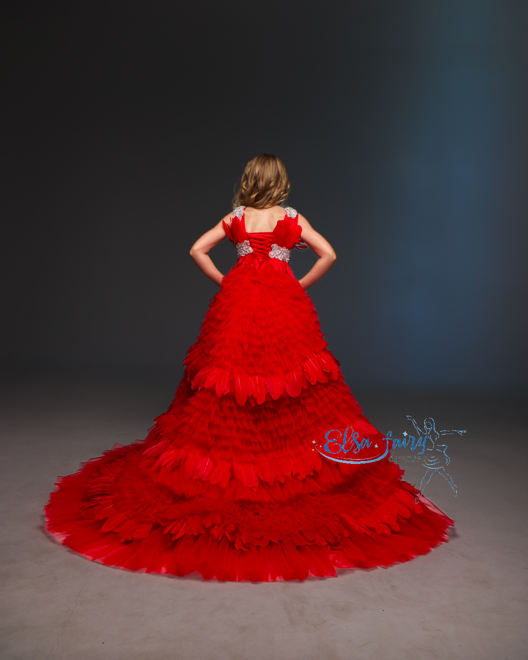 Red Couture Birthday Girl Dress, Flower Girl Dress, Wedding guest Dress, Toddler Dress, junior bridesmaid gown