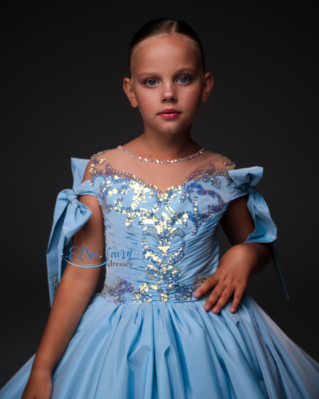 Blue Gala evening gown, Pageant ball gown, Birthday Girl Dress, Flower Girl Dress, Wedding guest Dress, Girl Birthday Dress, junior bridesmaid gown