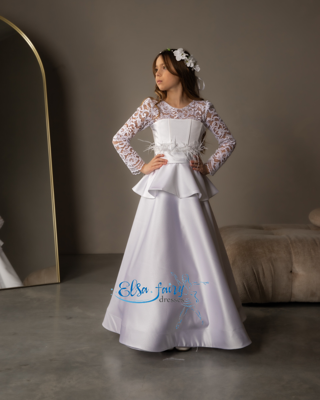 White First Communion & Baptism dress, Flower Girl Dress, wedding guest dress, formal wear, special occasion gown, Junior Bridesmaid dress