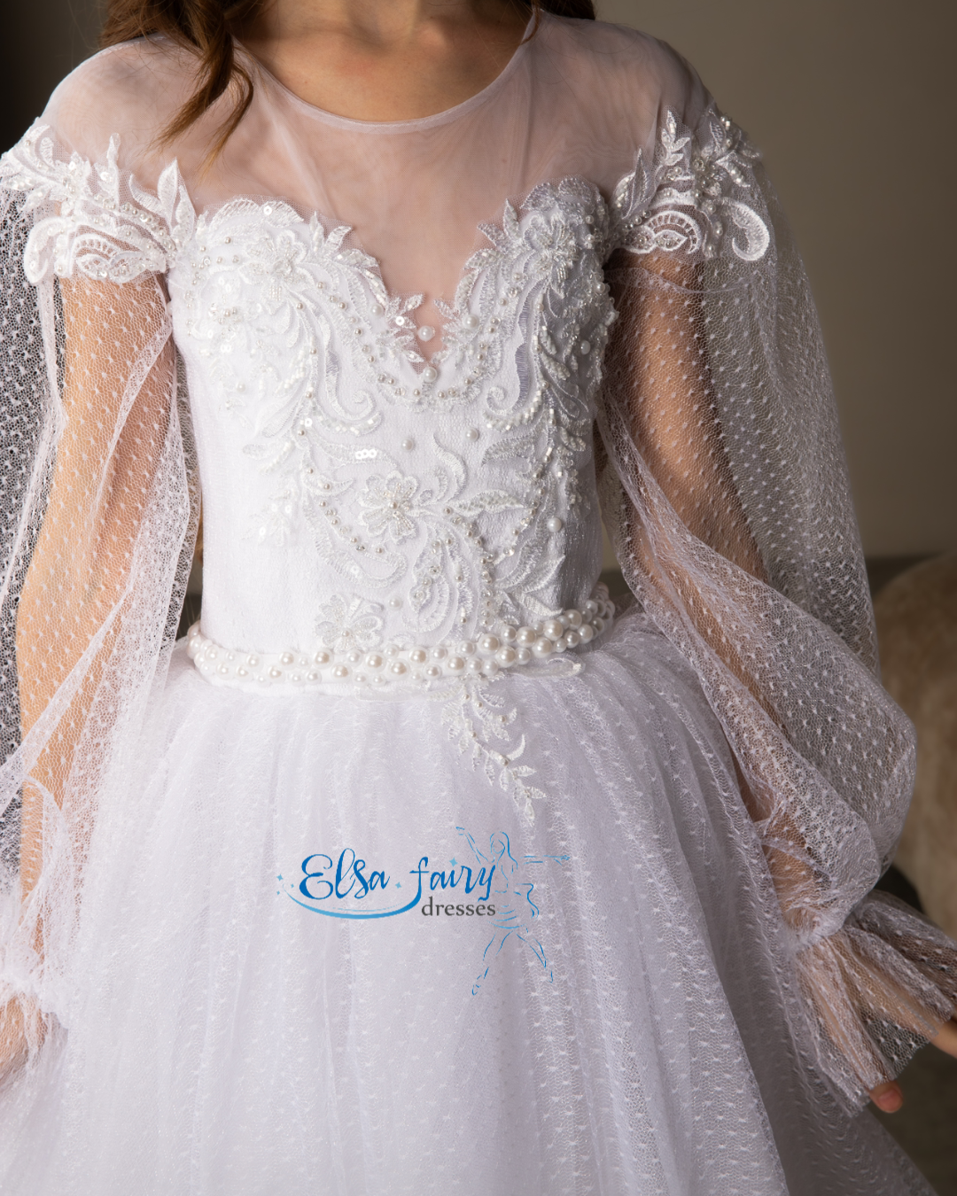 White First Communion & Baptism dress, Flower Girl Dress, wedding guest dress, formal wear, special occasion gown, Junior Bridesmaid dress