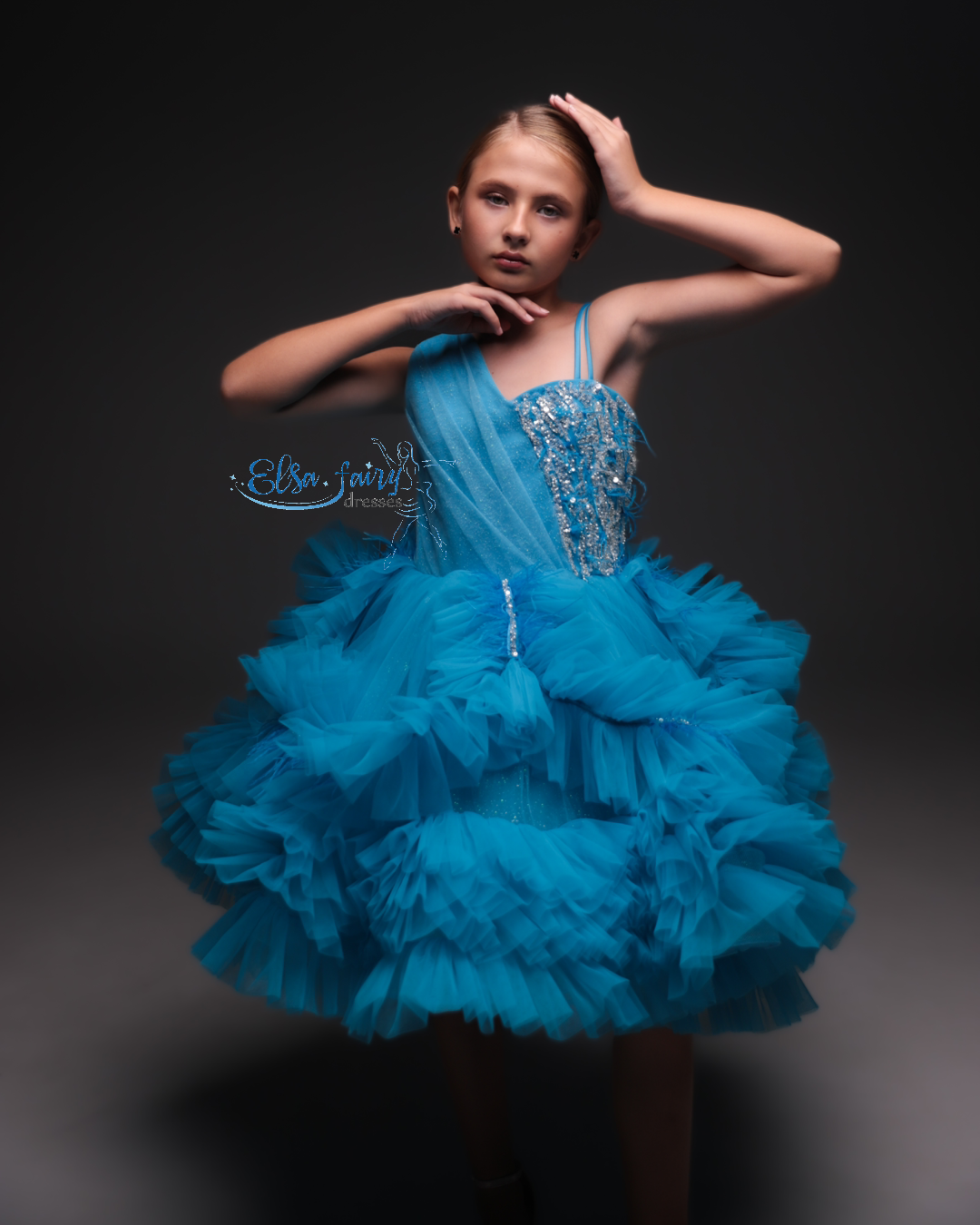 Blue Cocktail Birthday Girl Dress, Flower Girl Dress, Wedding guest Dress, Toddler Dress, Baby frock, junior bridesmaid gown