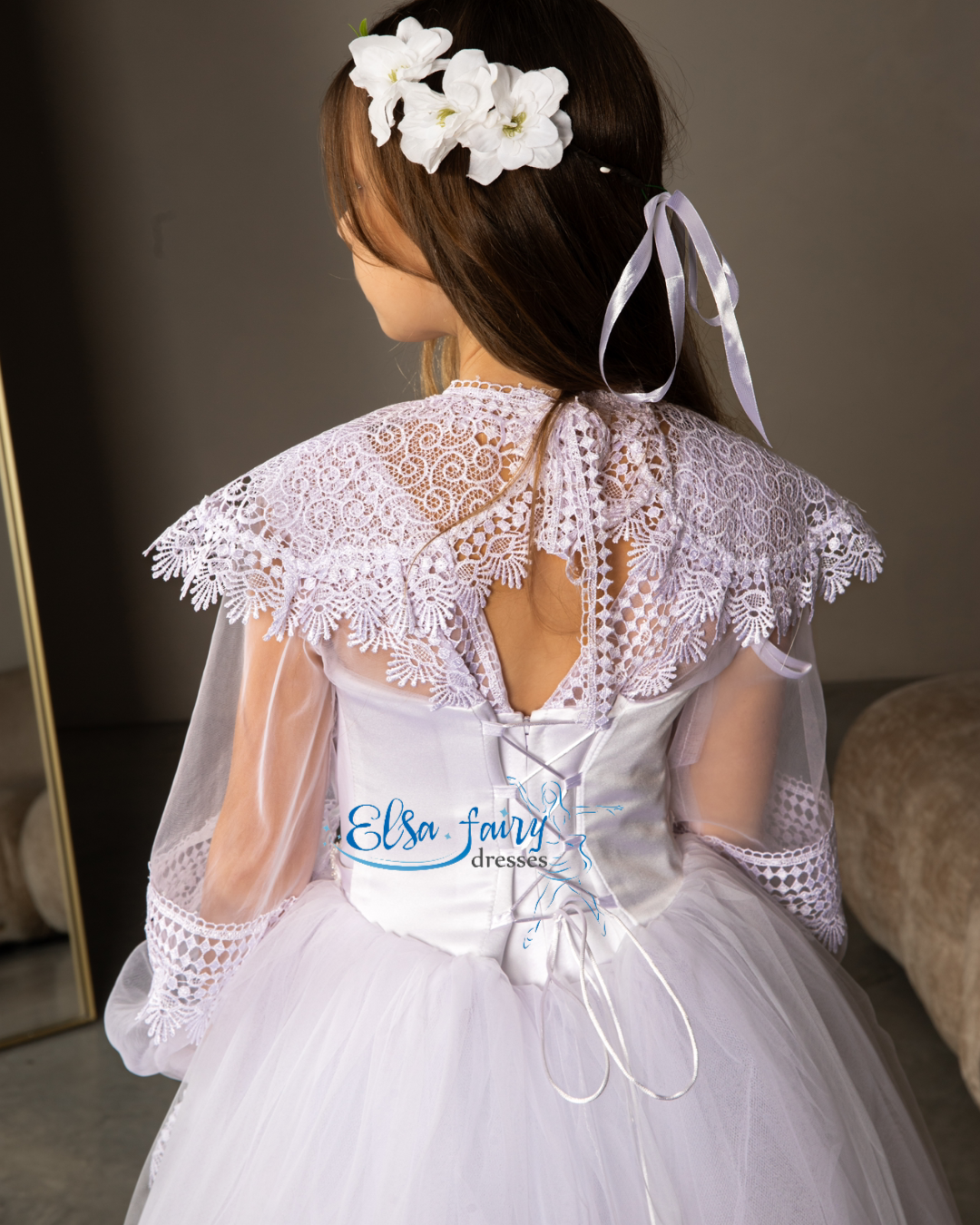 White First Communion & Baptism dress, Flower Girl Dress, wedding guest dress, formal wear, special occasion gown, Junior Bridesmaid dress