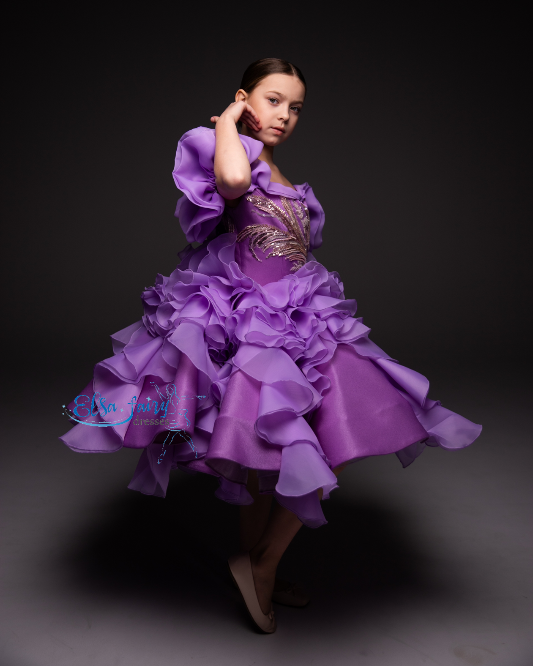 Lilac couture special occasion dress, Pageant ball gown, Birthday Girl Dress, Flower Girl Dress, Wedding guest Dress, junior bridesmaid gown