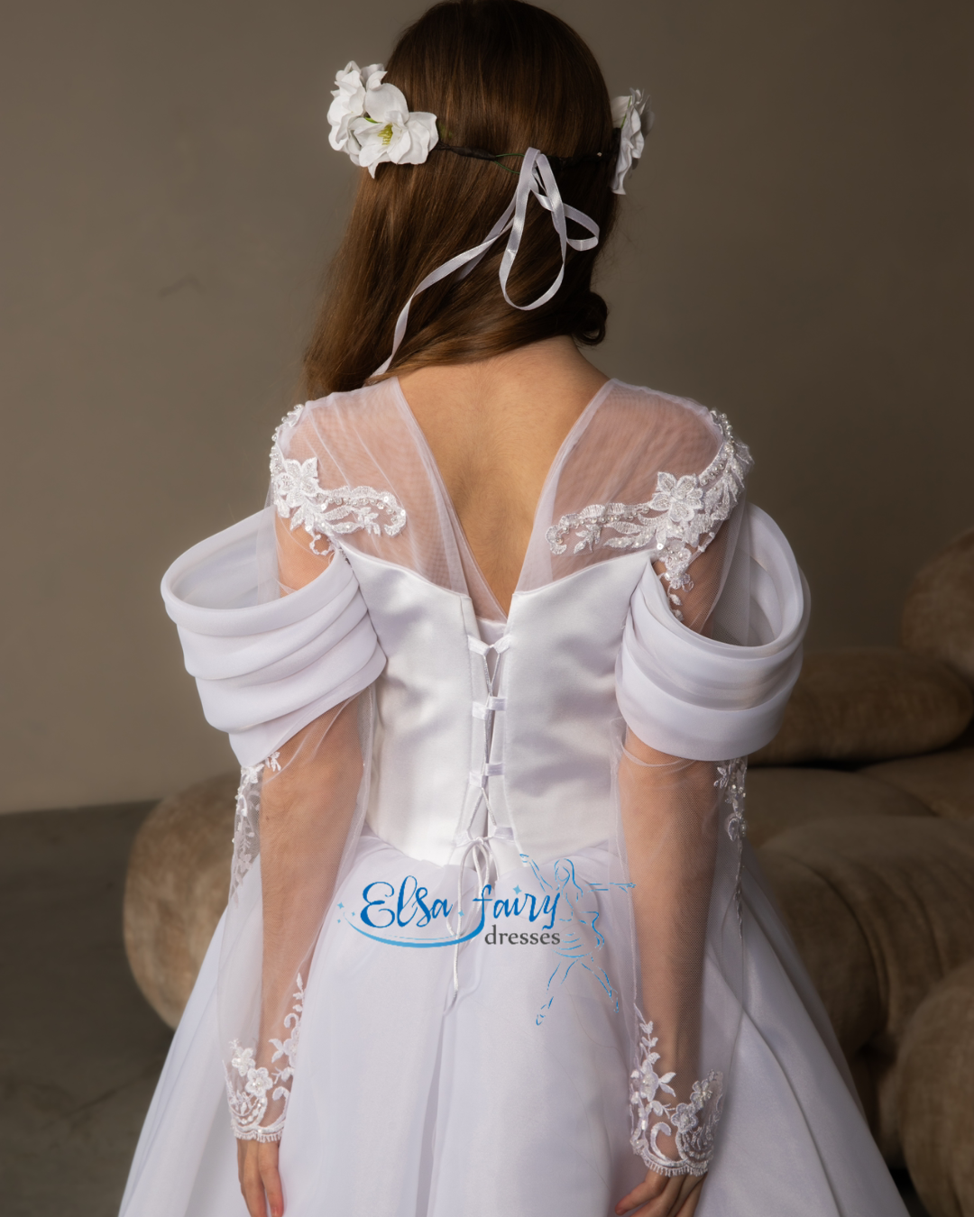 White First Communion & Baptism dress, Flower Girl Dress, wedding guest dress, formal wear, special occasion gown, Junior Bridesmaid dress