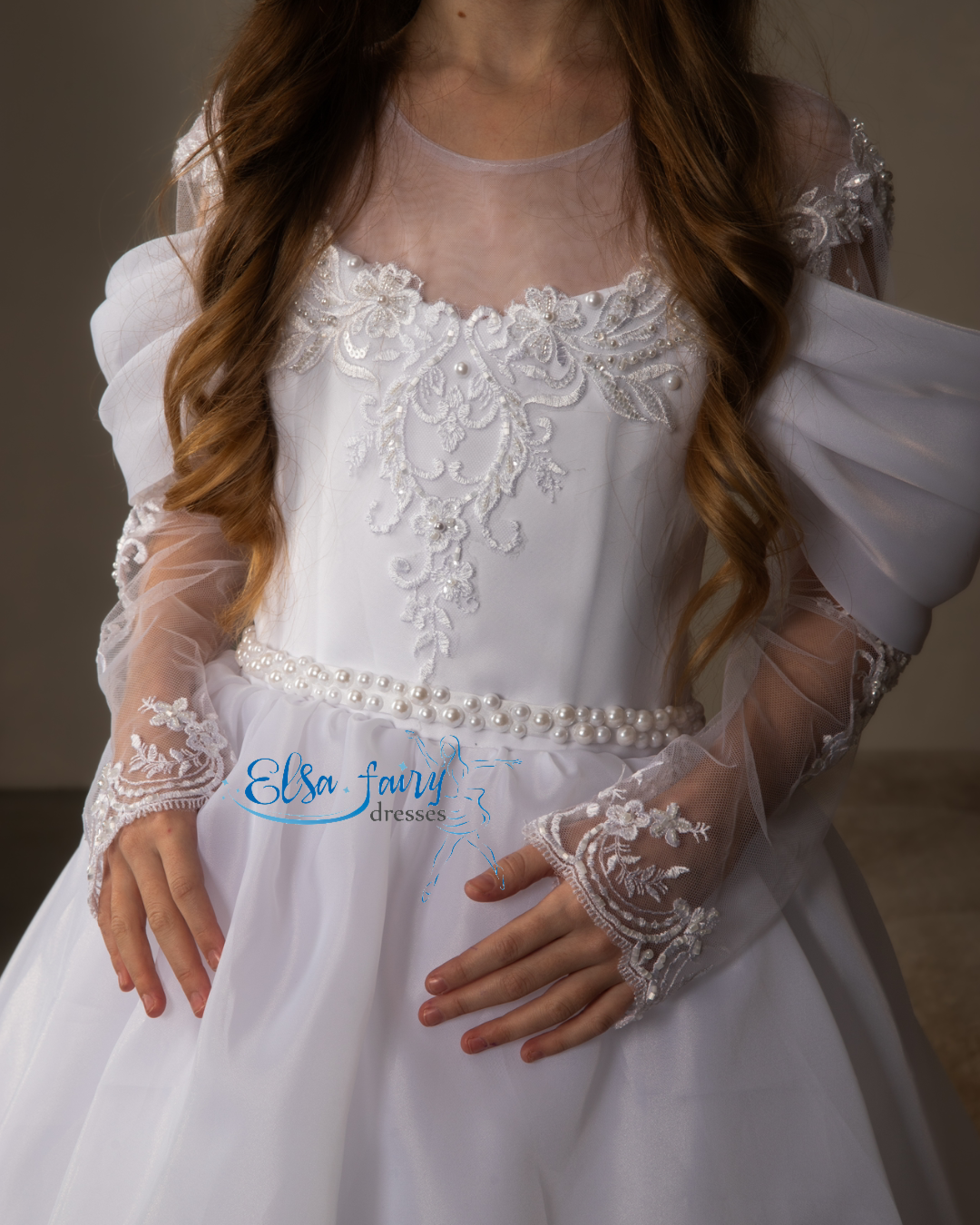 White First Communion & Baptism dress, Flower Girl Dress, wedding guest dress, formal wear, special occasion gown, Junior Bridesmaid dress