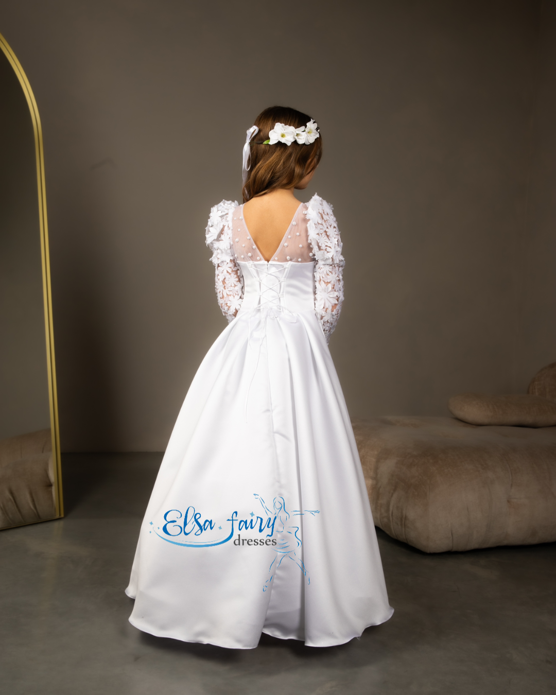 White First Communion & Baptism dress, Flower Girl Dress, wedding guest dress, formal wear, special occasion gown, Junior Bridesmaid dress