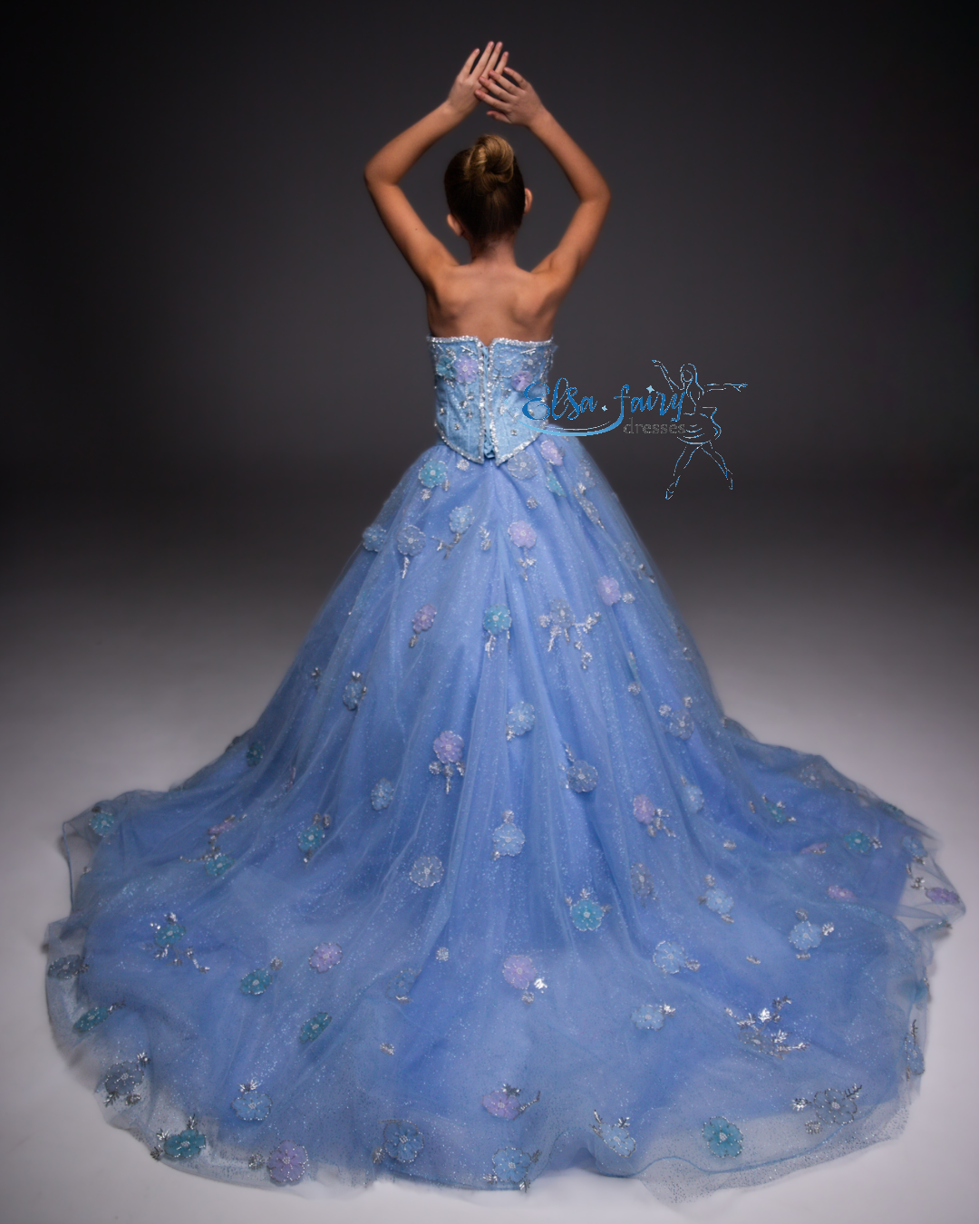 Blue Gala ball gown, Pageant gown, Birthday Girl Dress, Flower Girl Dress, Girl Birthday Dress