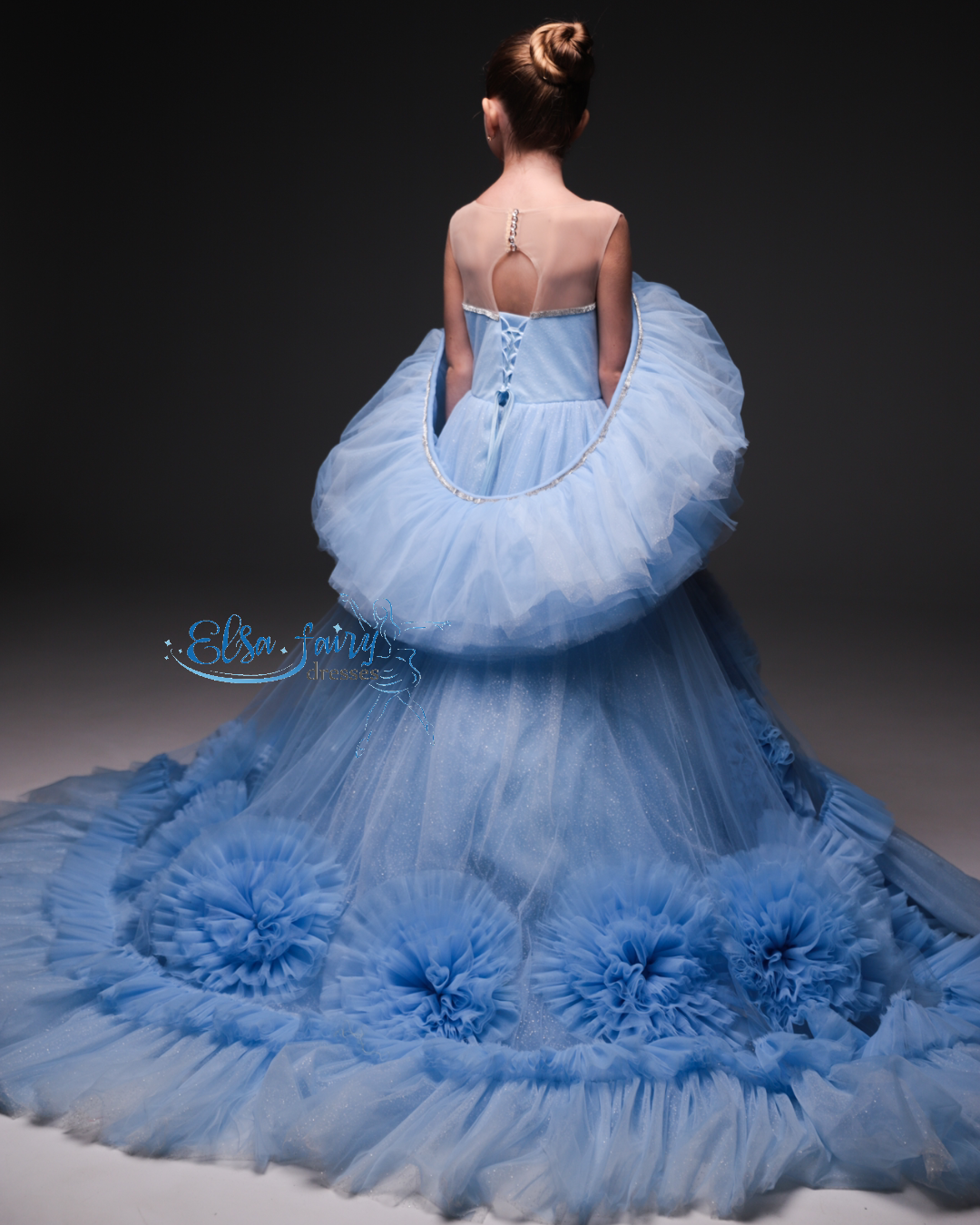 Blue special occasion dress, Pageant ball evening gown, Birthday Girl Dress, Flower Girl Dress, Wedding guest Dress, Girl Birthday Dress, junior bridesmaid gown
