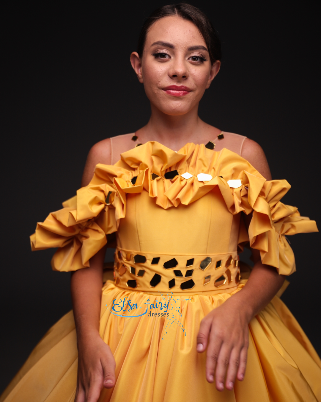 Yellow Gala evening gown, Pageant ball gown, Flower Girl Dress, Wedding guest Dress, Girl Birthday Dress