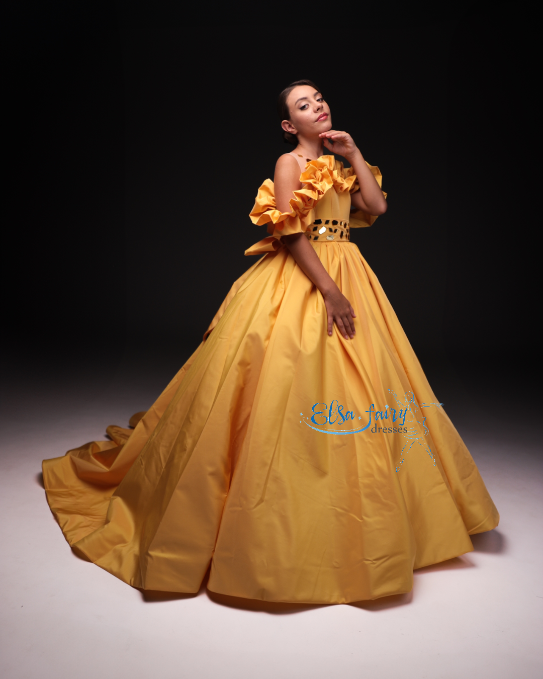 Yellow Gala evening gown, Pageant ball gown, Flower Girl Dress, Wedding guest Dress, Girl Birthday Dress