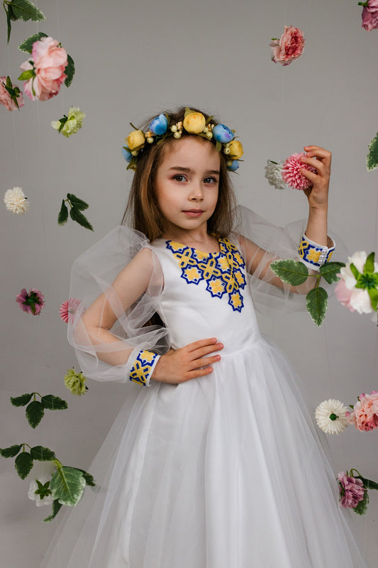 Embroidered Dress Ukrainian Dress, Vyshyvanka dress, Flower girl dress, first communion dress, Girls Floral Embroider dress