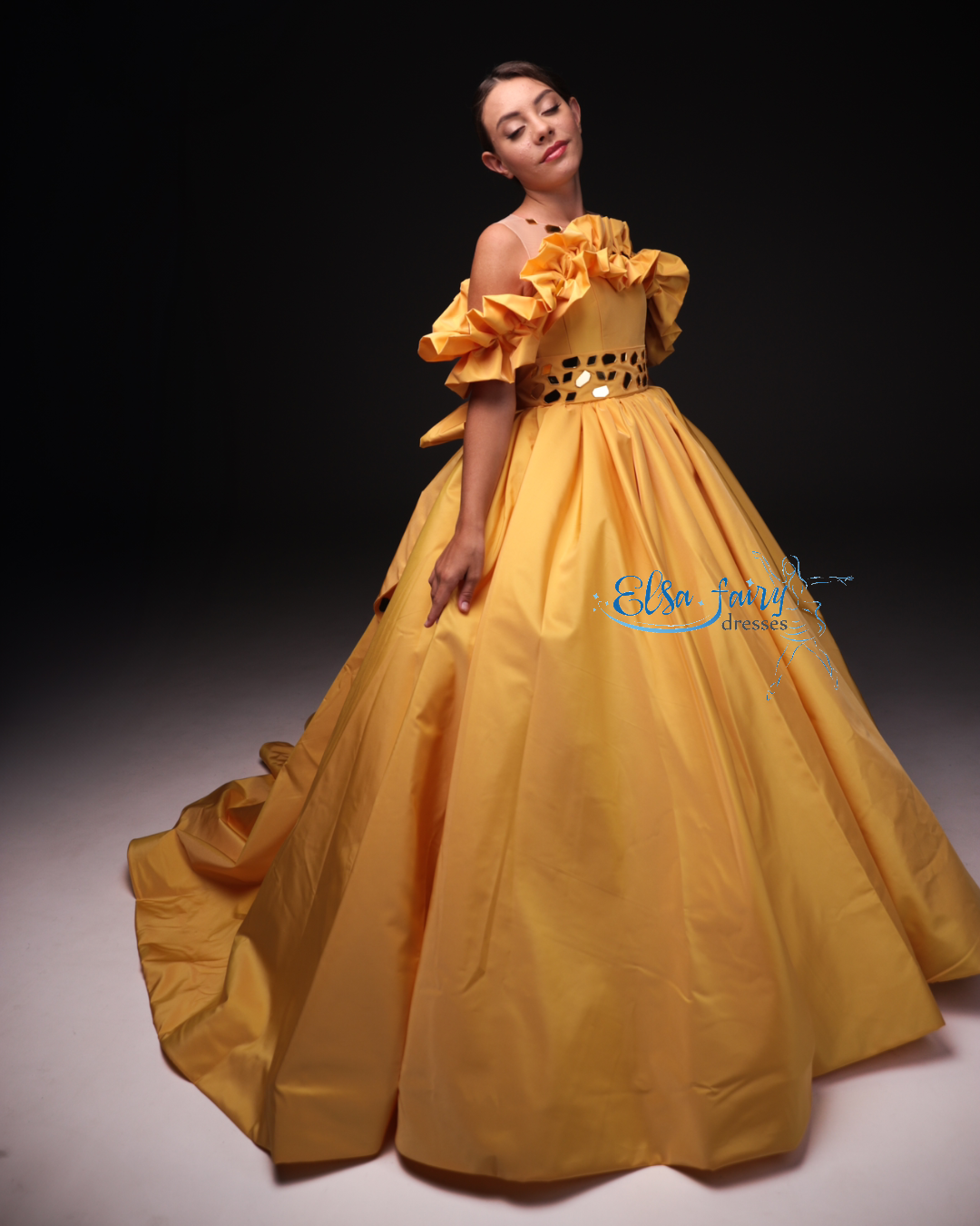 Yellow Gala evening gown, Pageant ball gown, Flower Girl Dress, Wedding guest Dress, Girl Birthday Dress