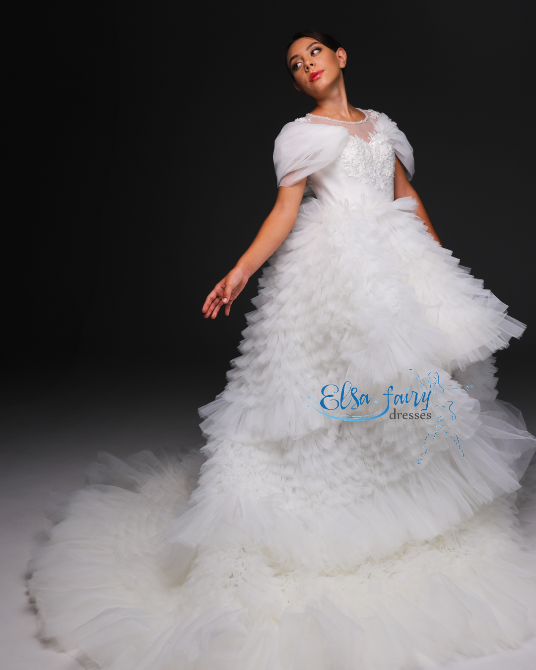 White Couture Birthday Girl Dress, Flower Girl Dress, Wedding guest Dress, Toddler Dress, junior bridesmaid gown