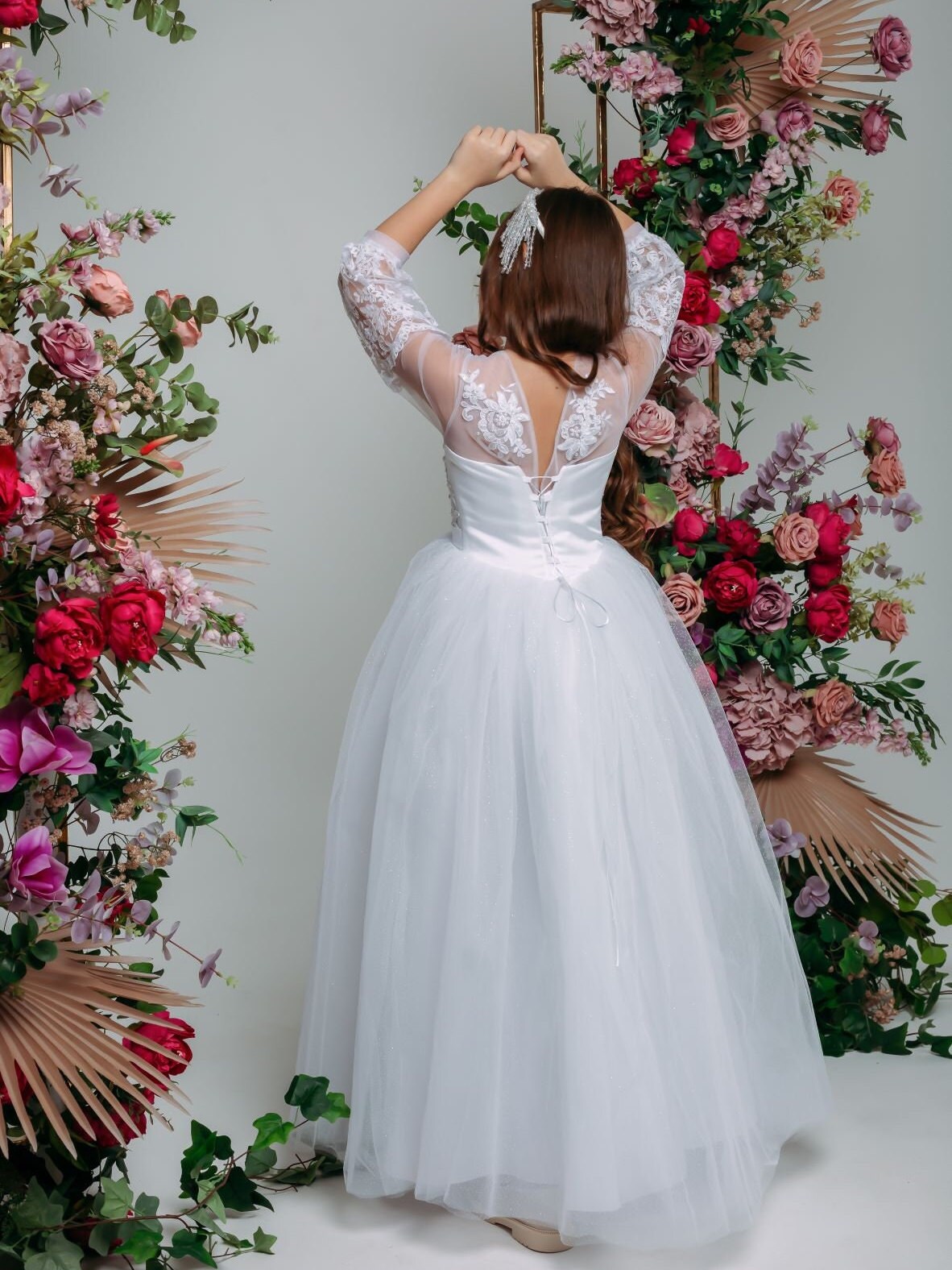 White lace First communion & Baptism dress, flower girl dress, wedding guest dress, Bridesmaids dress, holy communion gown, mini bride dress