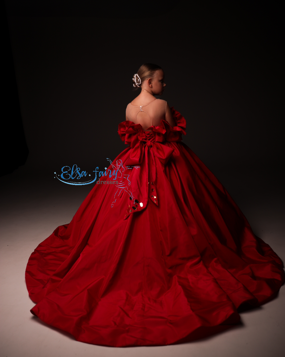 Red Gala evening gown, Pageant ball gown, Flower Girl Dress, Girl Birthday Dress
