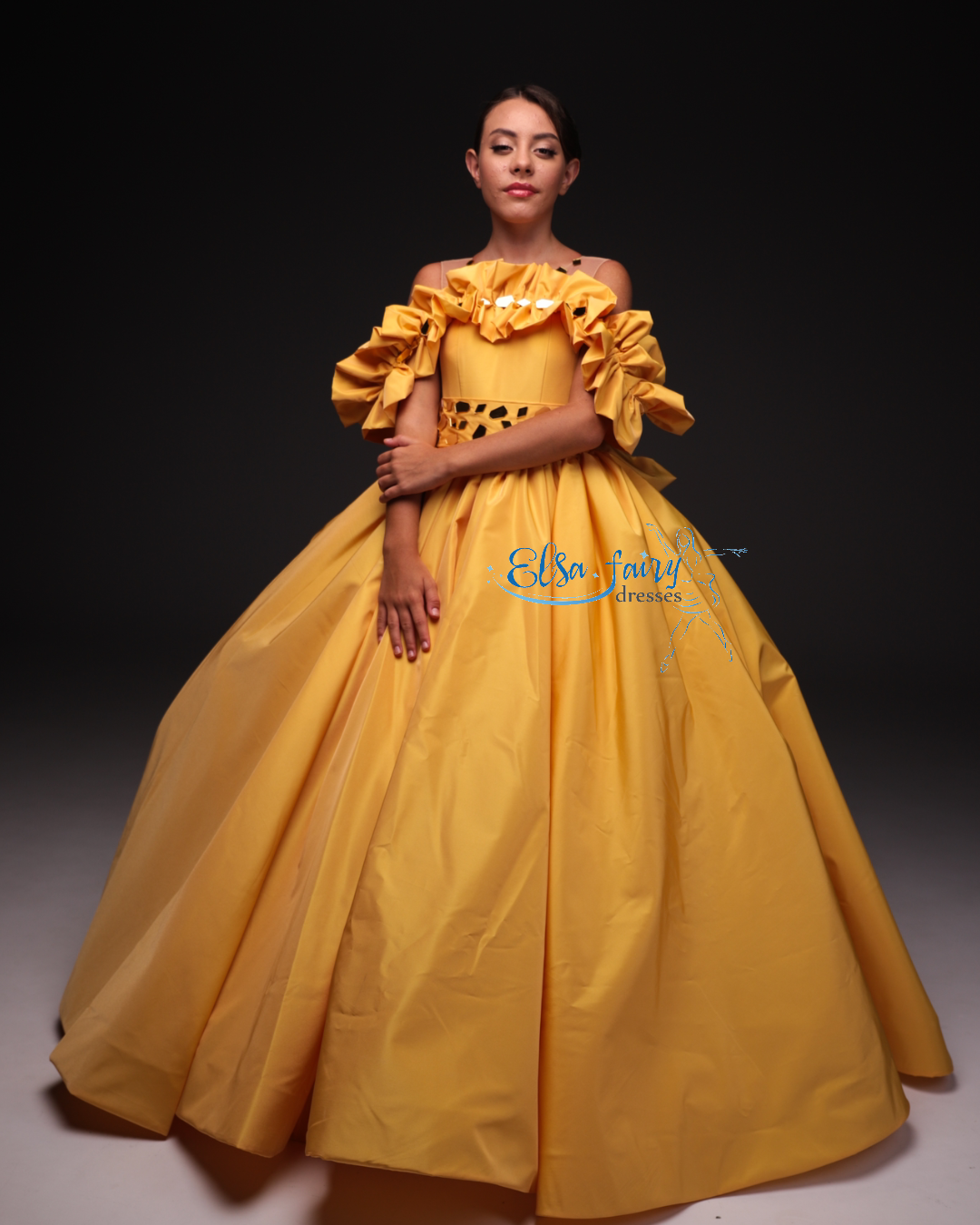 Yellow Gala evening gown, Pageant ball gown, Flower Girl Dress, Wedding guest Dress, Girl Birthday Dress