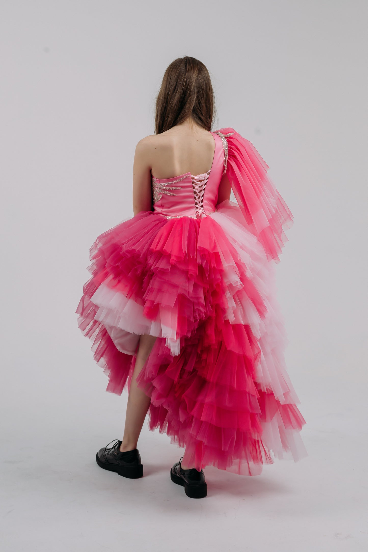 Hot Pink couture cocktail dress, Pageant interview dress, Birthday Girl Dress, Flower Girl Dress, Wedding guest Dress