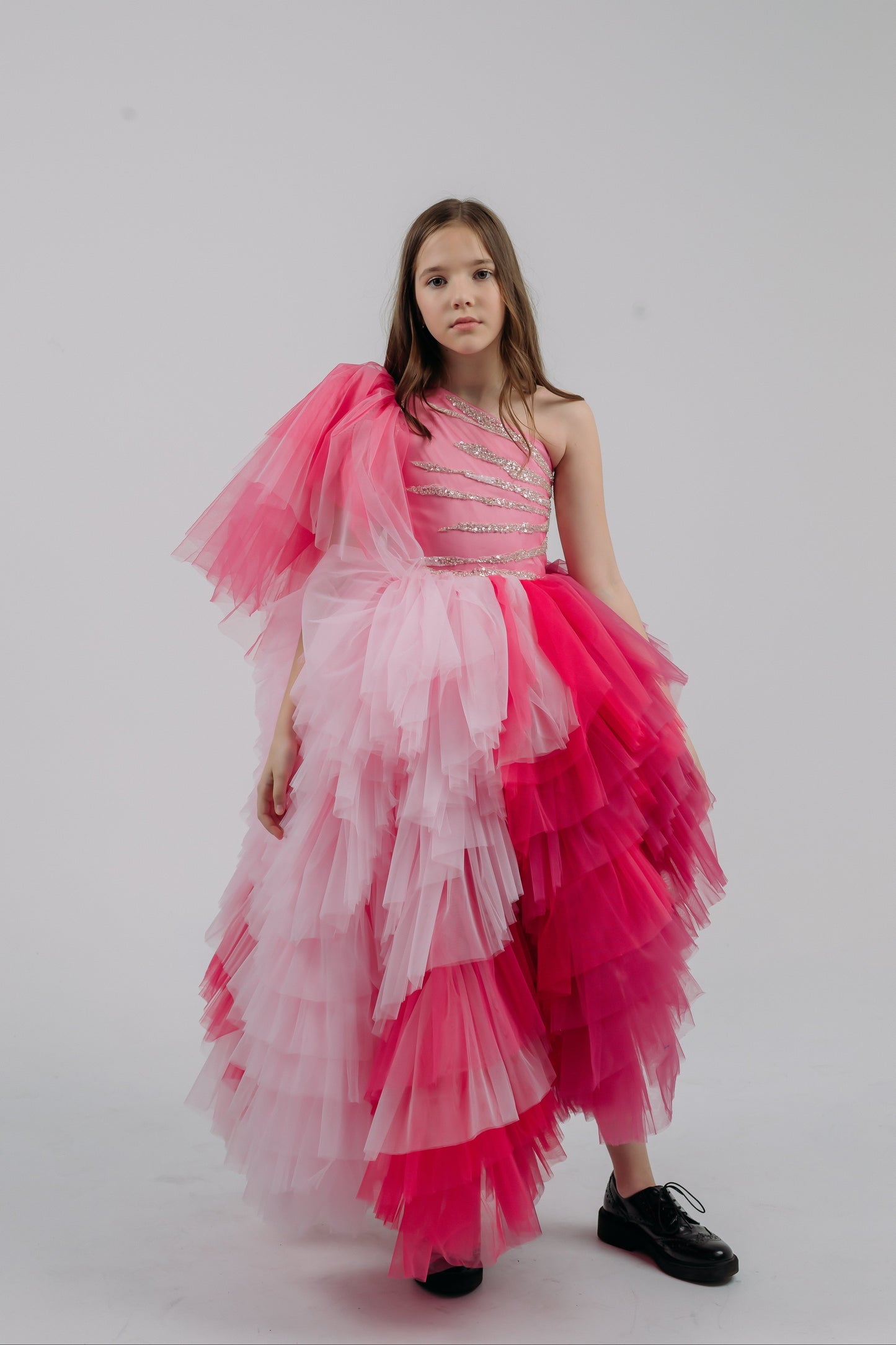 Hot Pink couture cocktail dress, Pageant interview dress, Birthday Girl Dress, Flower Girl Dress, Wedding guest Dress