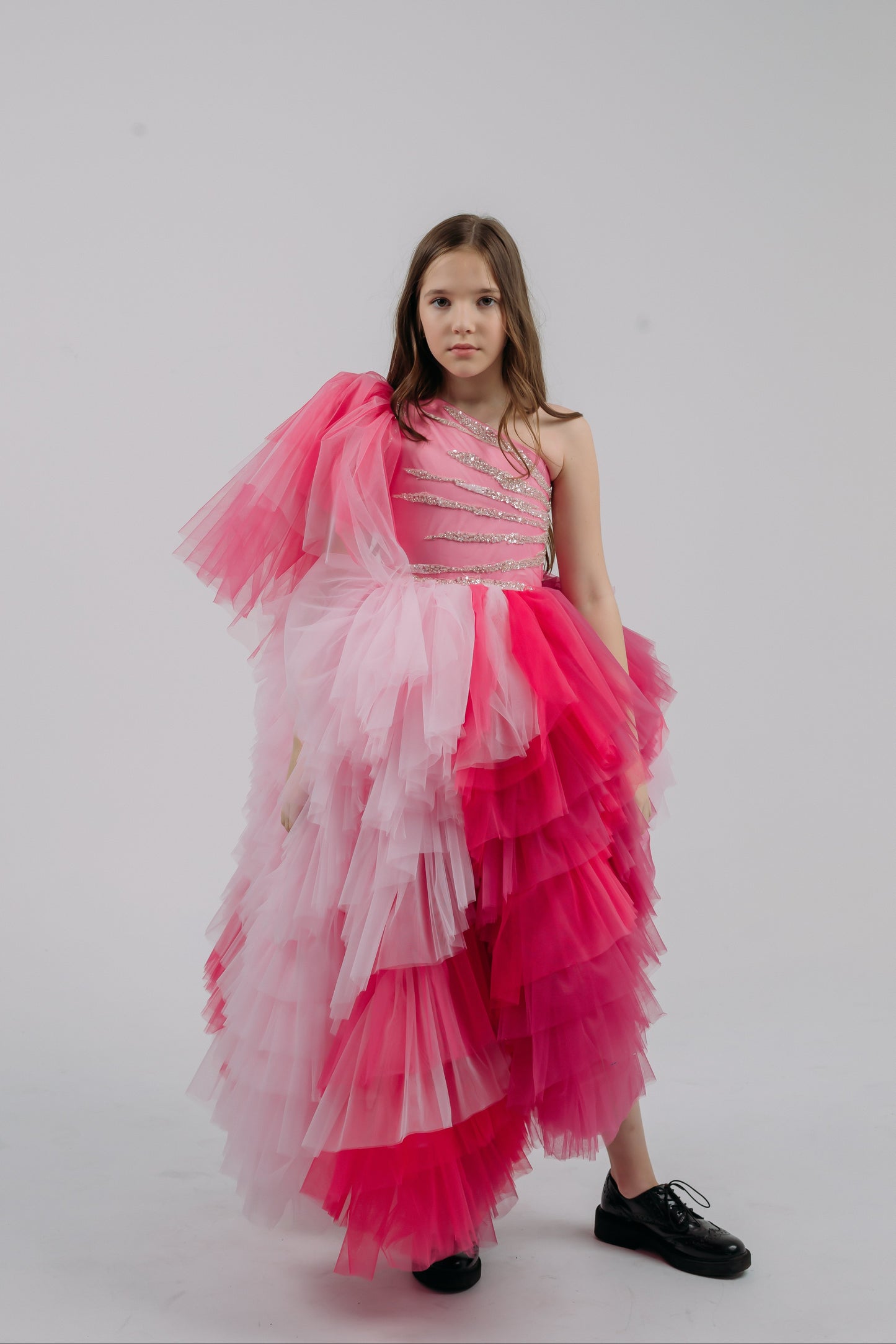 Hot Pink couture cocktail dress, Pageant interview dress, Birthday Girl Dress, Flower Girl Dress, Wedding guest Dress