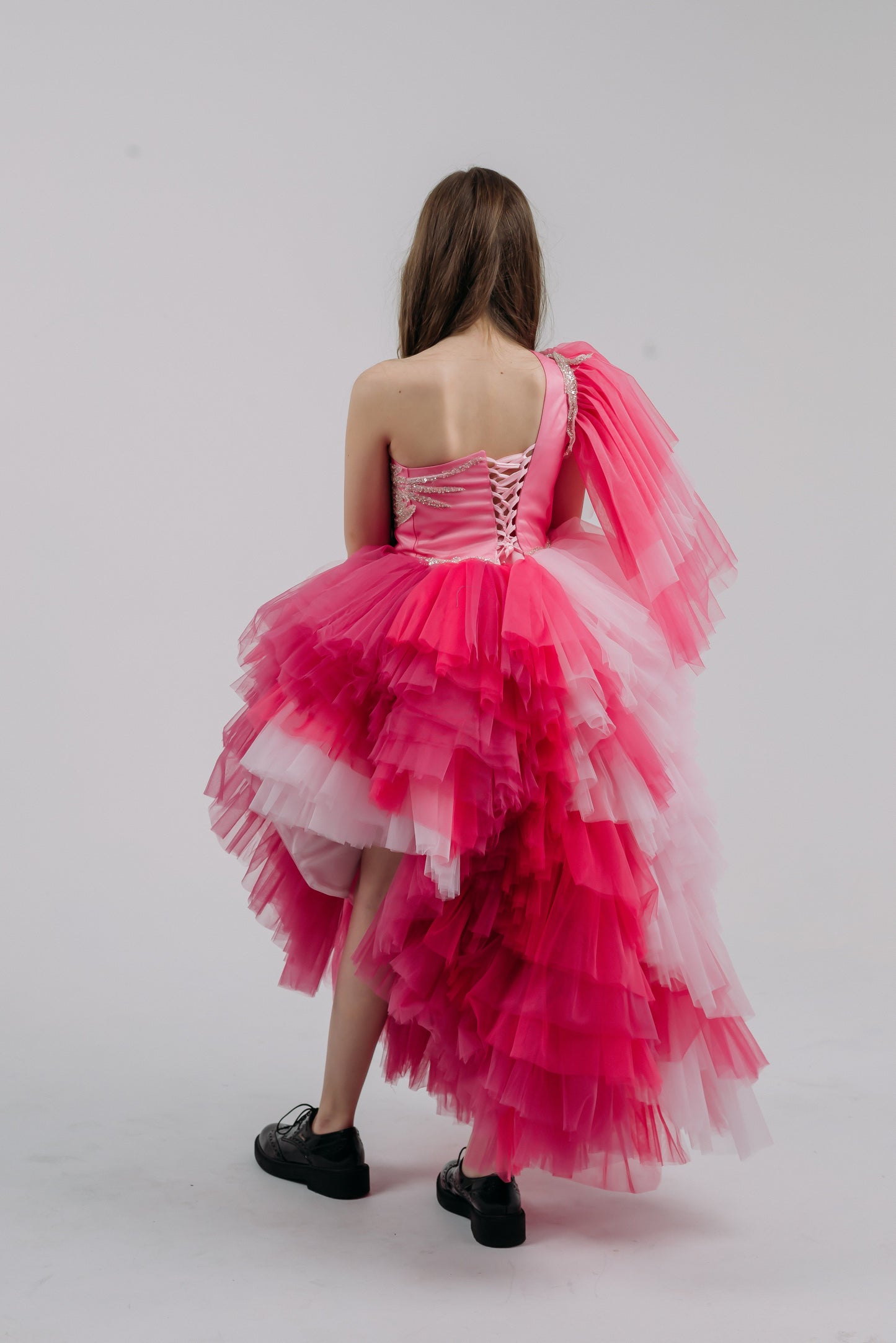 Hot Pink couture cocktail dress, Pageant interview dress, Birthday Girl Dress, Flower Girl Dress, Wedding guest Dress