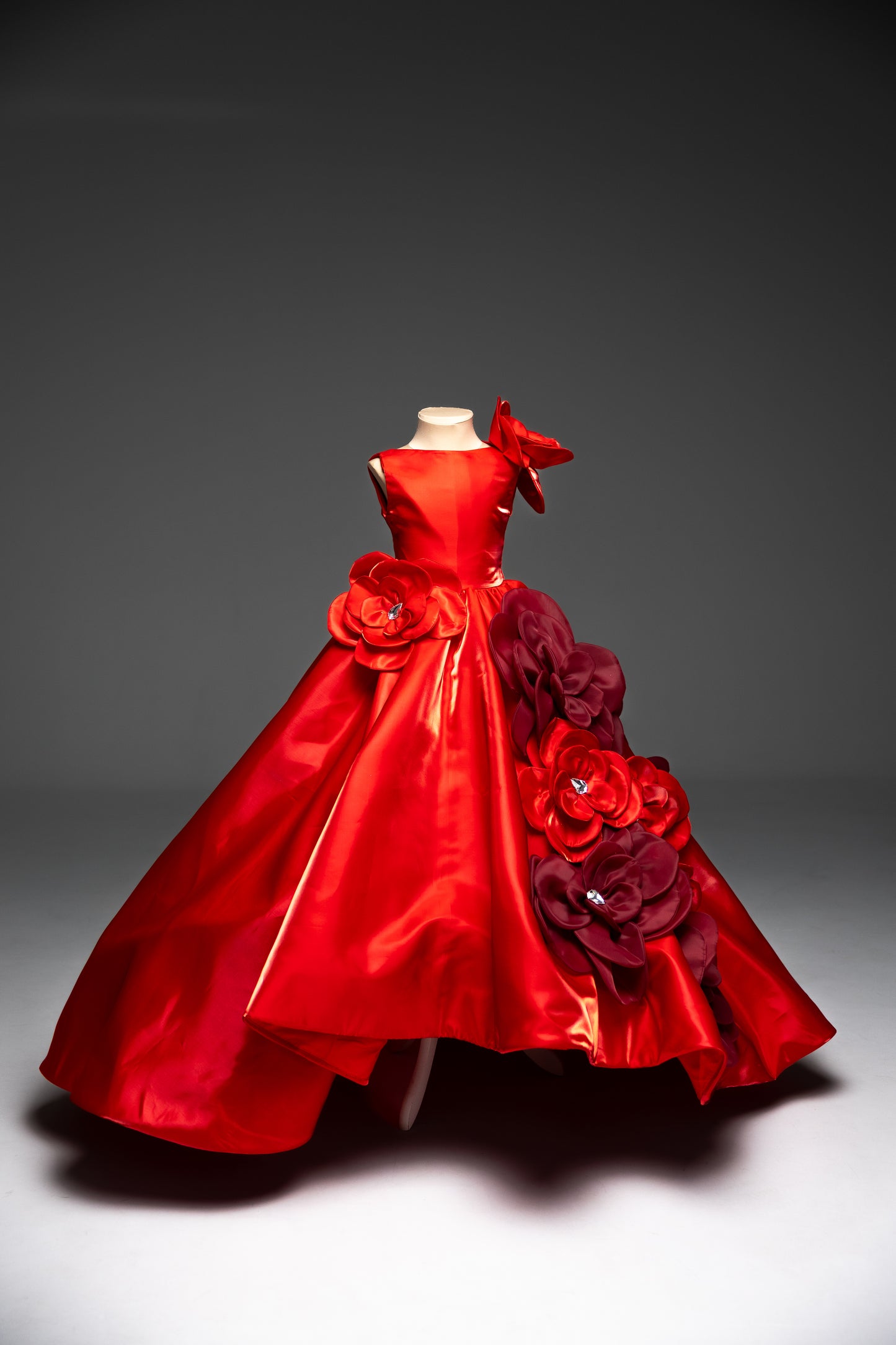 Red Gala evening gown, Pageant ball gown, Girl Birthday Dress, Junior Bridesmaid Dress