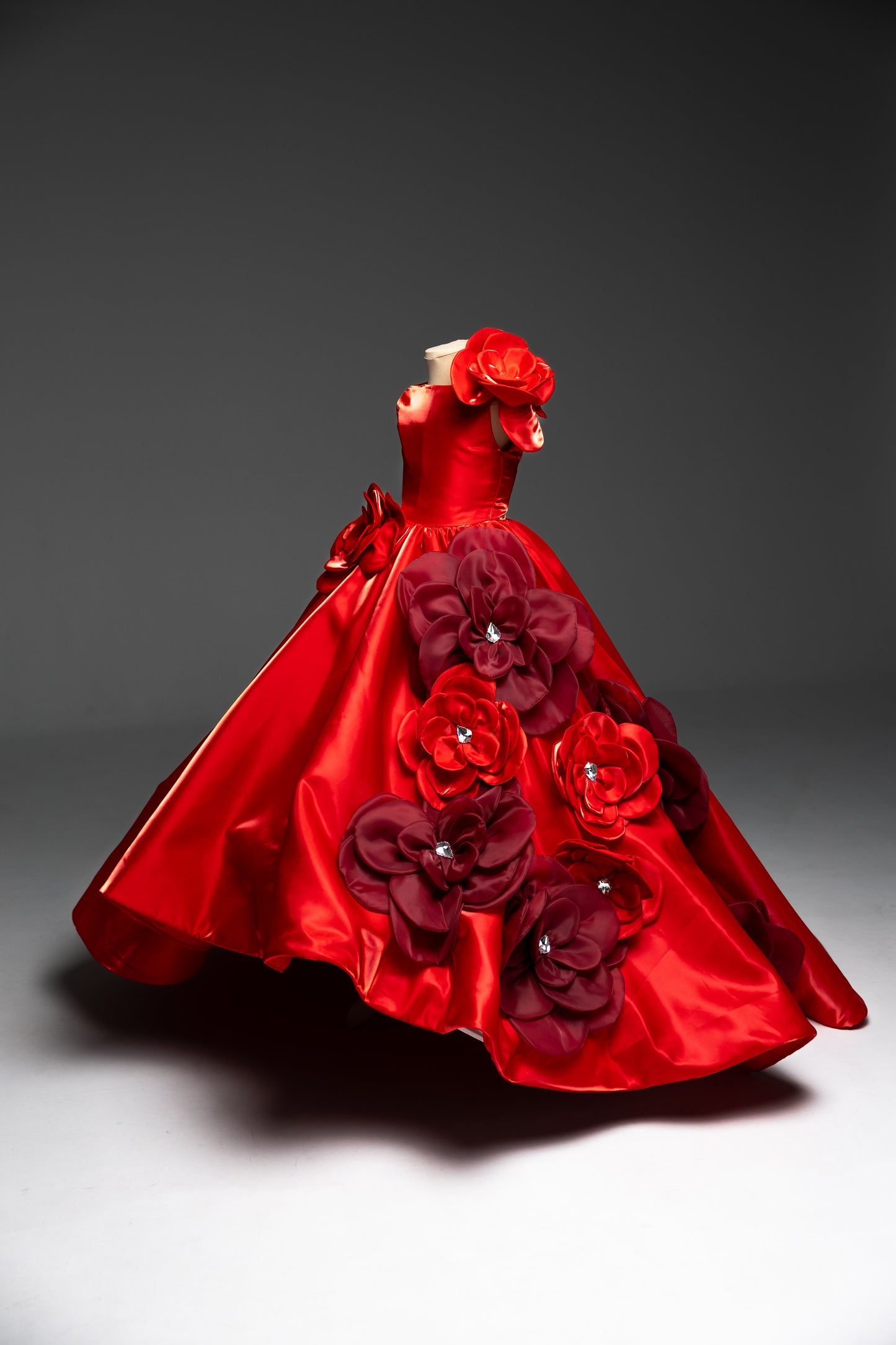 Red Gala evening gown, Pageant ball gown, Girl Birthday Dress, Junior Bridesmaid Dress