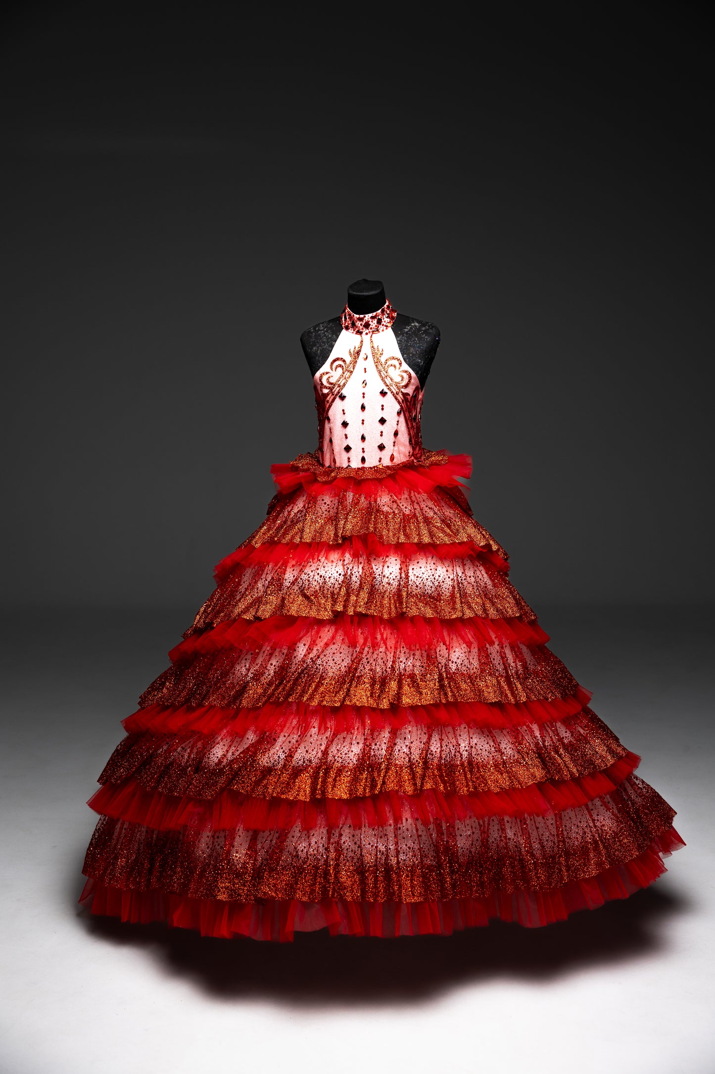 Red Gala evening gown, Pageant ball gown, Girl Birthday Dress, Junior Bridesmaid Dress