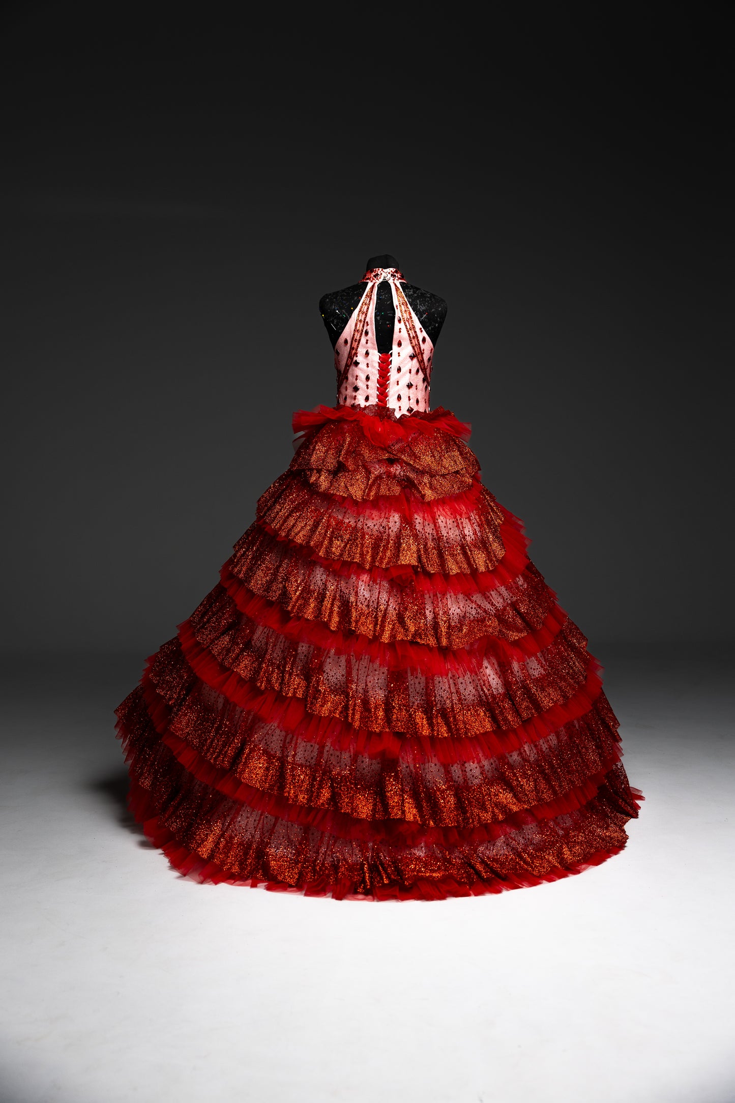 Red Gala evening gown, Pageant ball gown, Girl Birthday Dress, Junior Bridesmaid Dress