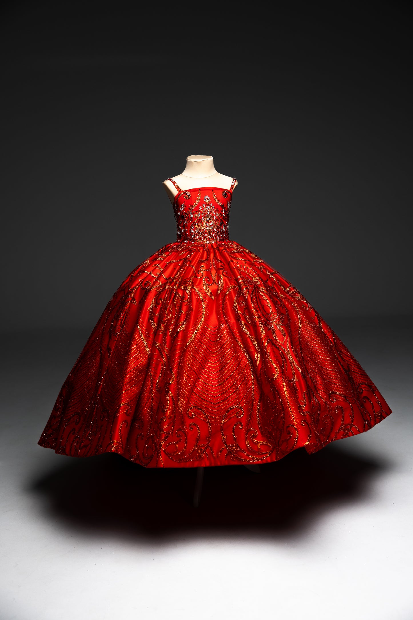 Red Gala evening gown, Pageant ball gown, Girl Birthday Dress, Junior Bridesmaid Dress