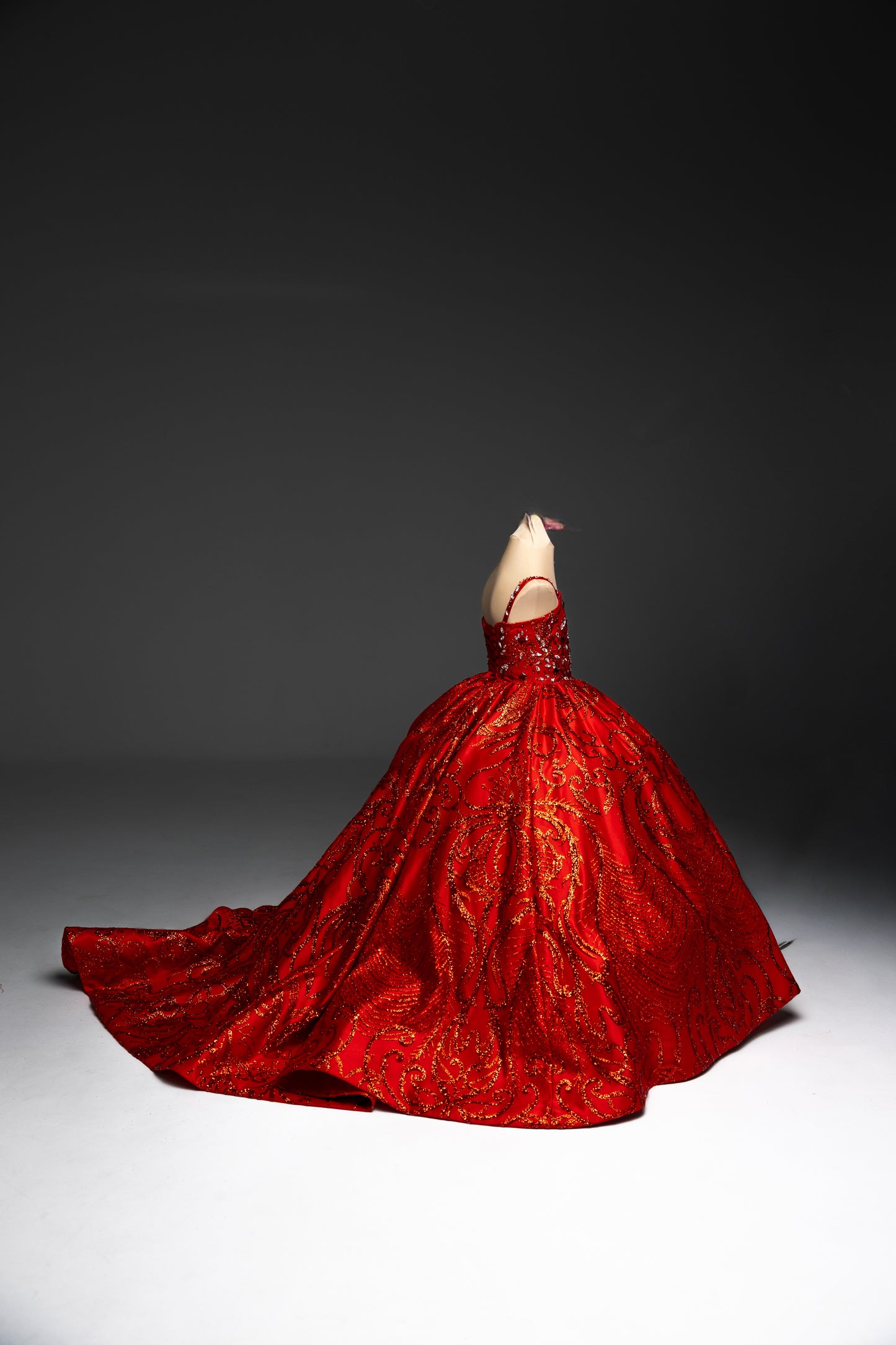 Red Gala evening gown, Pageant ball gown, Girl Birthday Dress, Junior Bridesmaid Dress