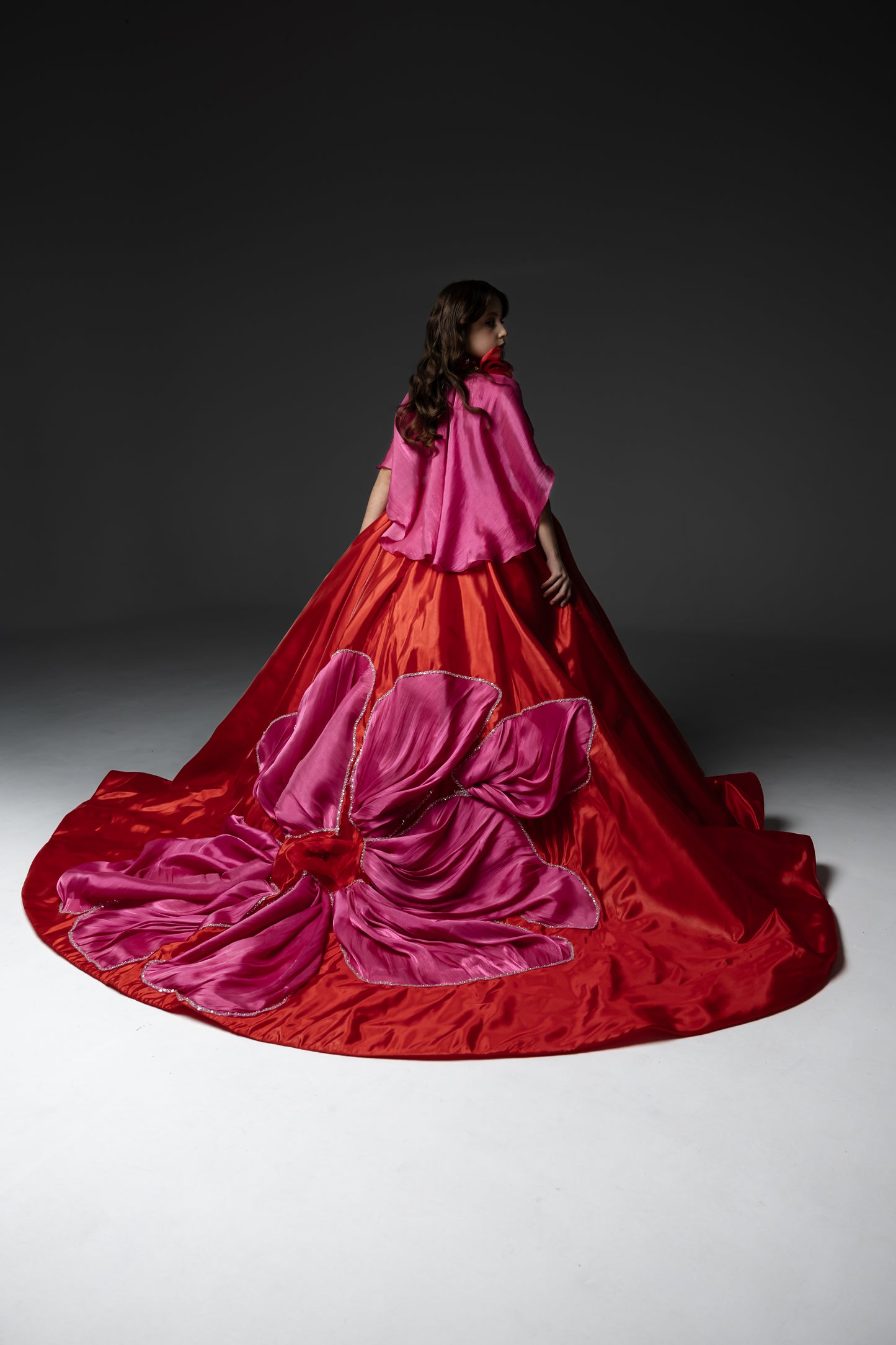 Red Exclusive Gala evening gown, Pageant ball gown, Girl Birthday Dress