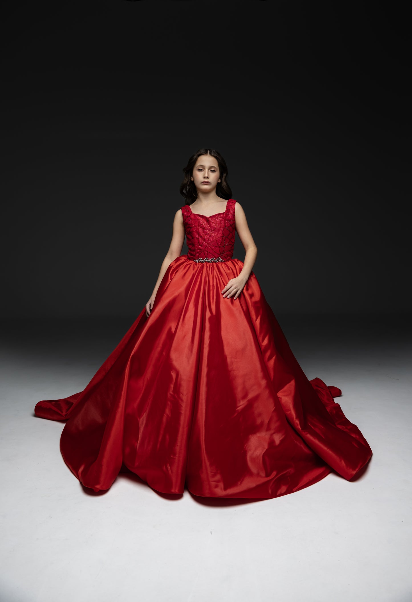 Red Exclusive Gala evening gown, Pageant ball gown, Girl Birthday Dress