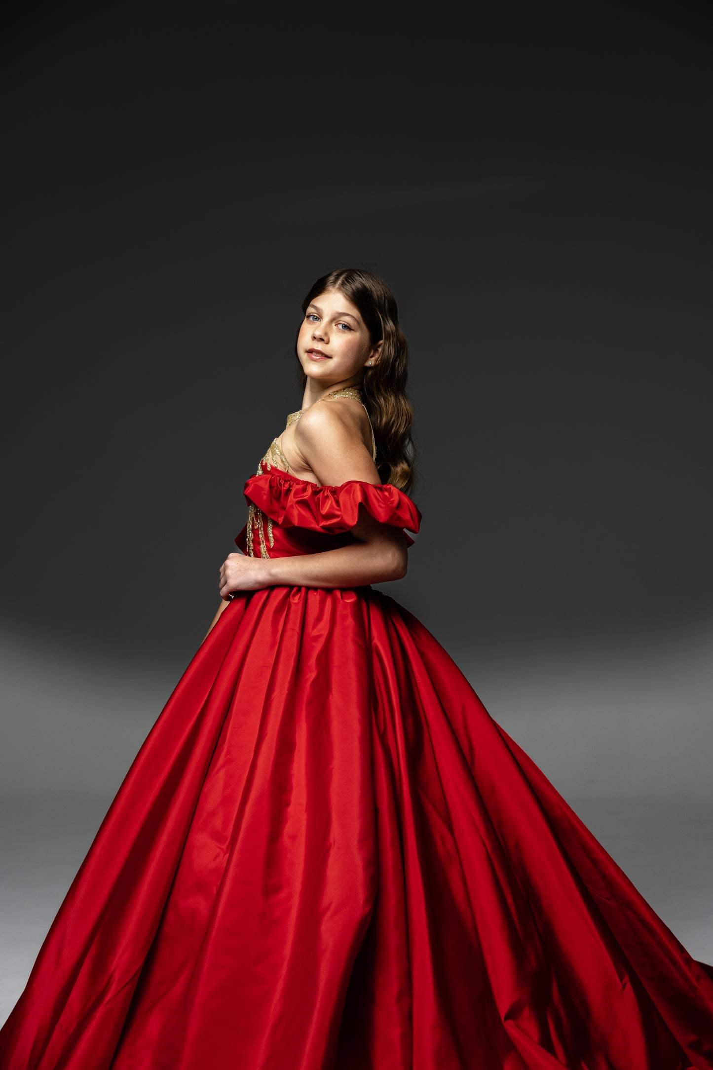 Red Gala evening gown, Pageant ball gown, Flower Girl Dress, Girl Birthday Dress