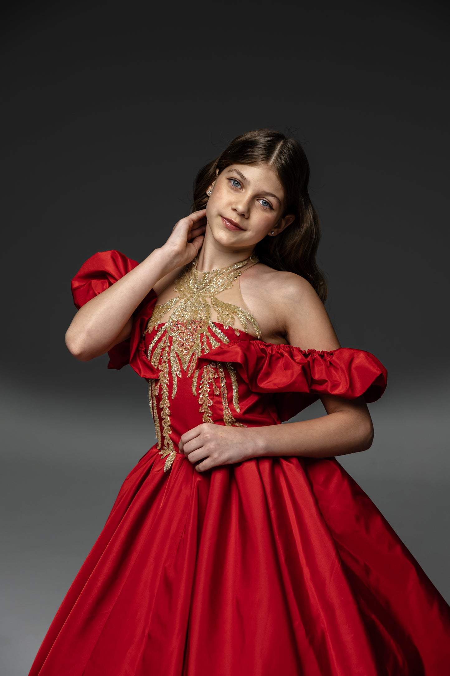 Red Gala evening gown, Pageant ball gown, Flower Girl Dress, Girl Birthday Dress