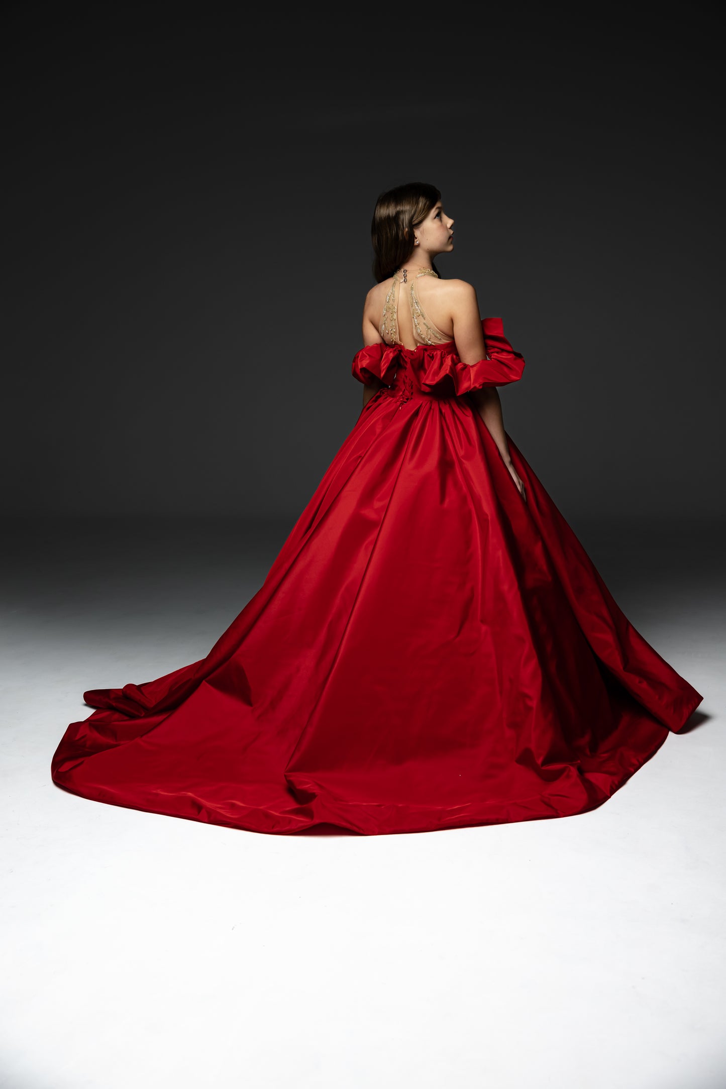 Red Gala evening gown, Pageant ball gown, Flower Girl Dress, Girl Birthday Dress