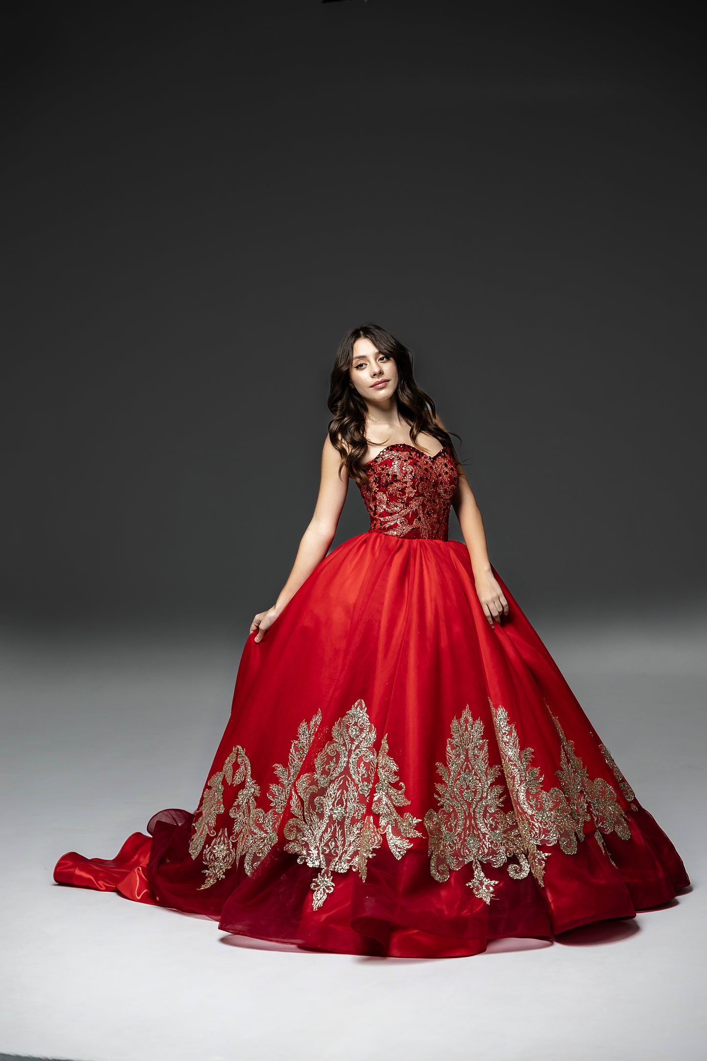Red Gala evening gown, Pageant ball gown, Girl Birthday Dress