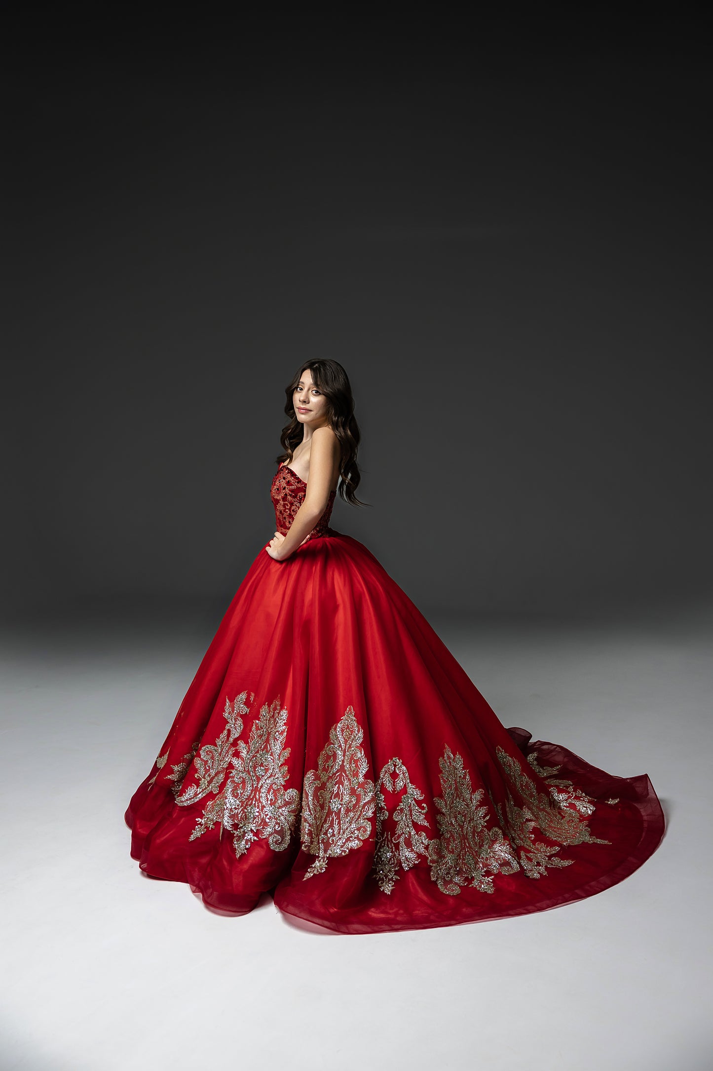 Red Gala evening gown, Pageant ball gown, Girl Birthday Dress