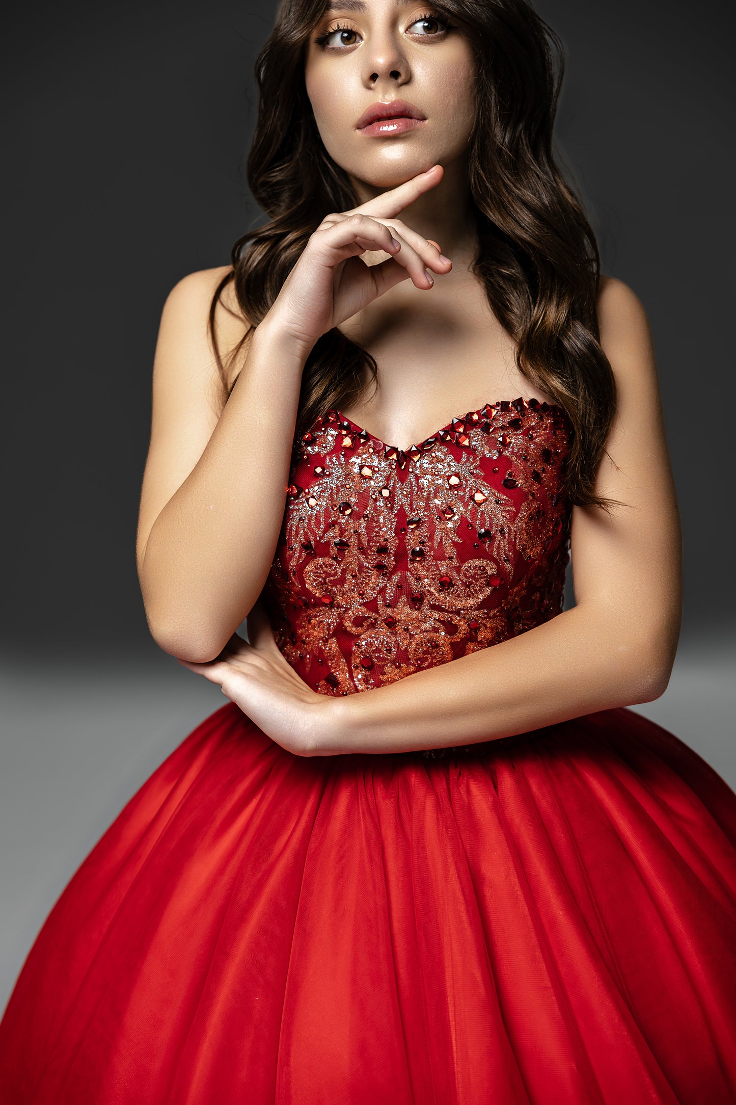 Red Gala evening gown, Pageant ball gown, Girl Birthday Dress