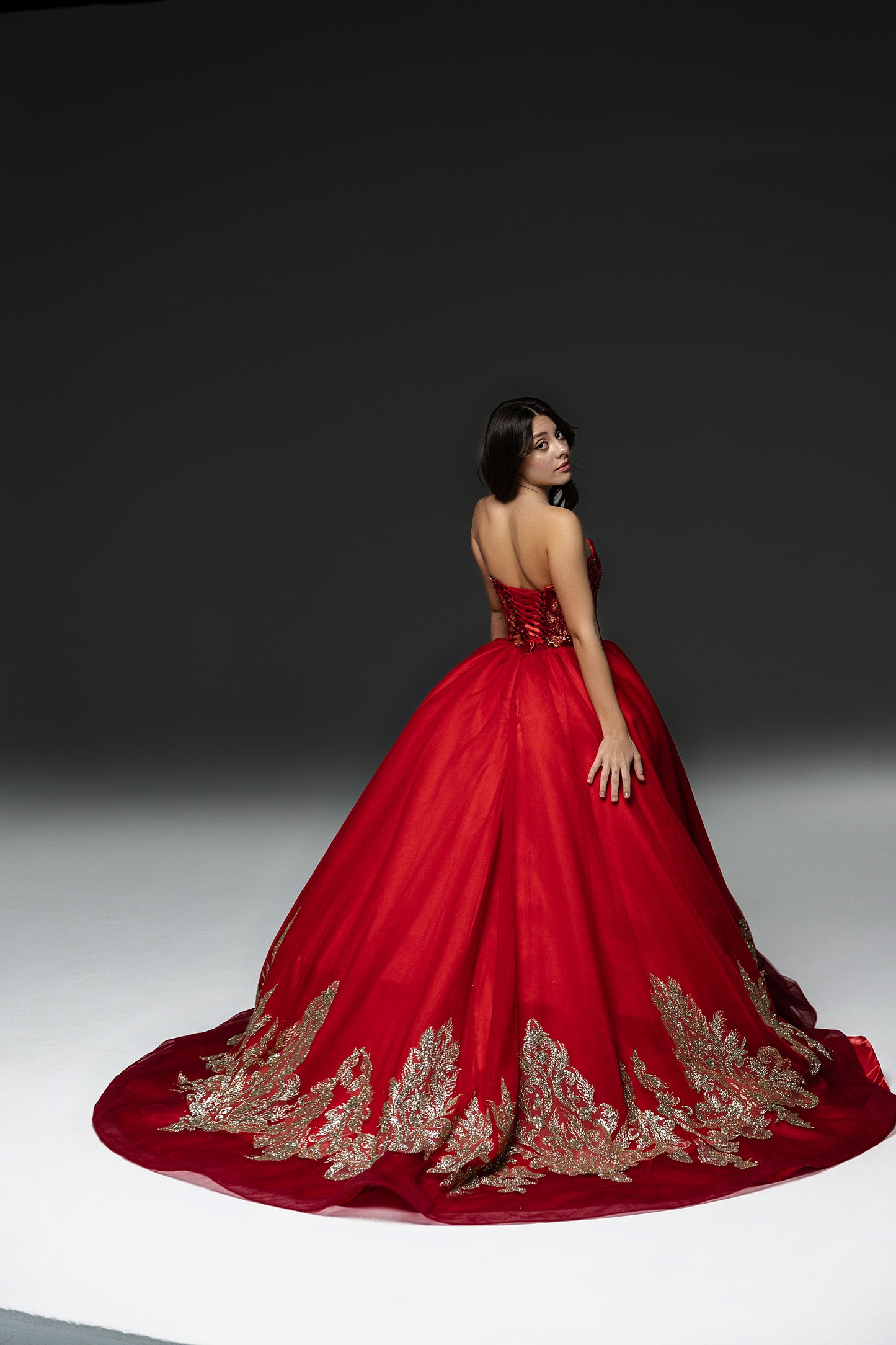 Red Gala evening gown, Pageant ball gown, Girl Birthday Dress