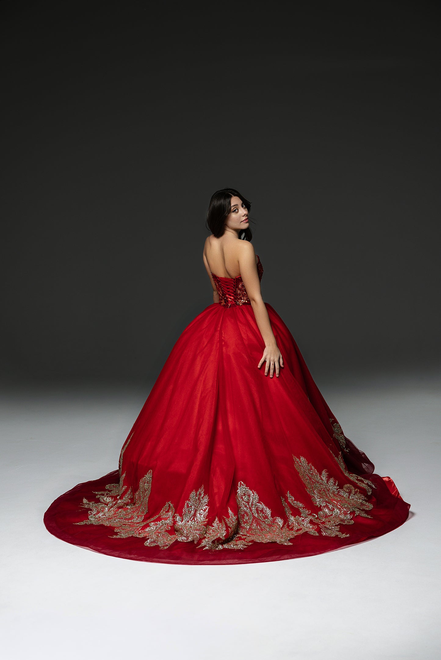 Red Gala evening gown, Pageant ball gown, Girl Birthday Dress