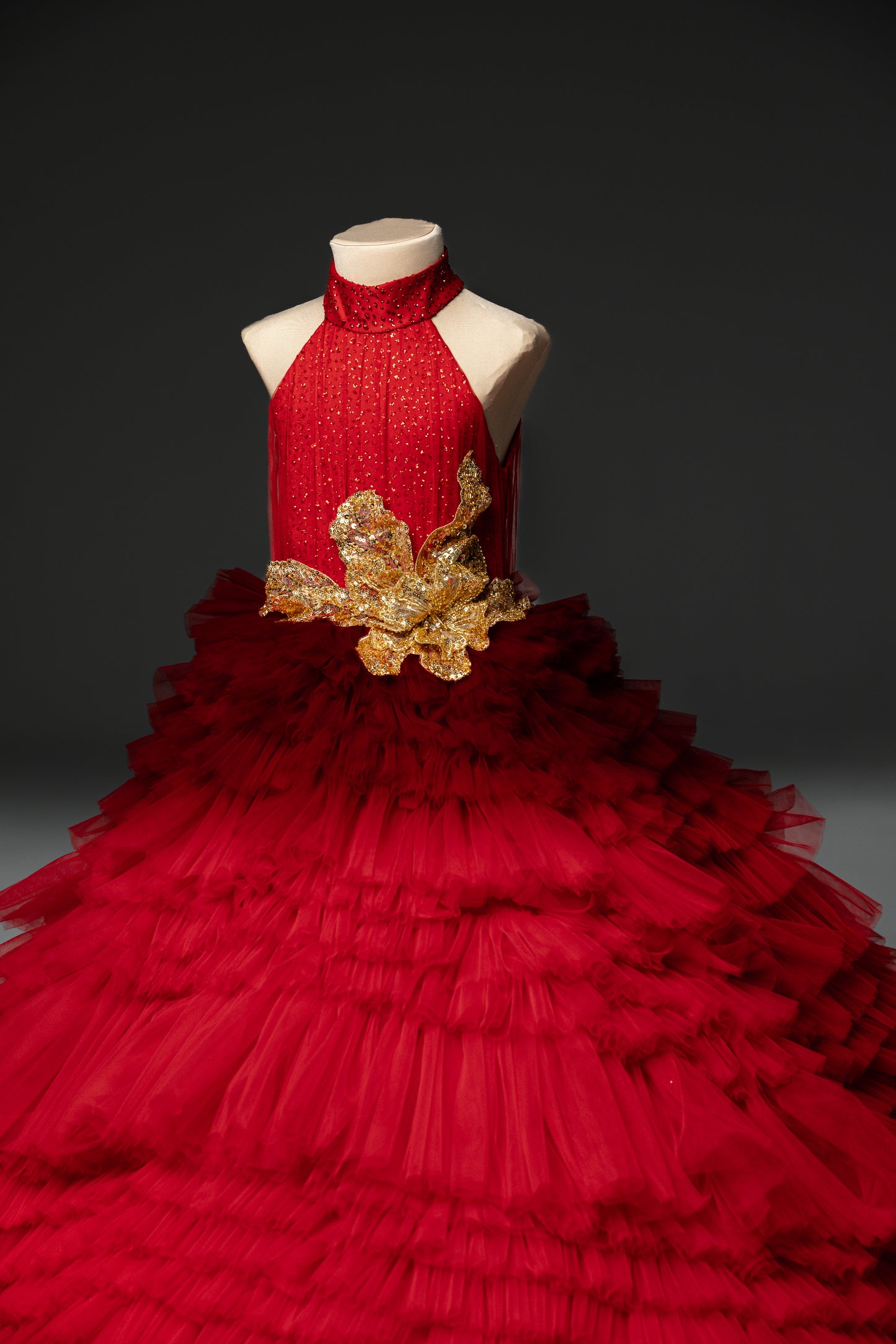 Red Gala evening gown, Pageant ball gown, Flower Girl Dress, Wedding guest Dress, Girl Birthday Dress, junior bridesmaid gown