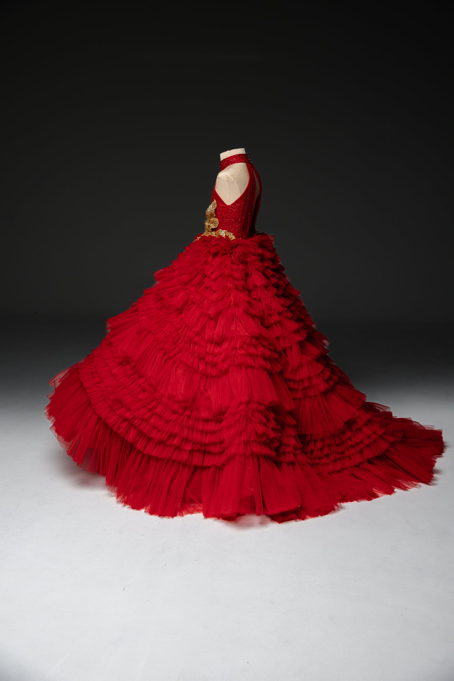 Red Gala evening gown, Pageant ball gown, Flower Girl Dress, Wedding guest Dress, Girl Birthday Dress, junior bridesmaid gown